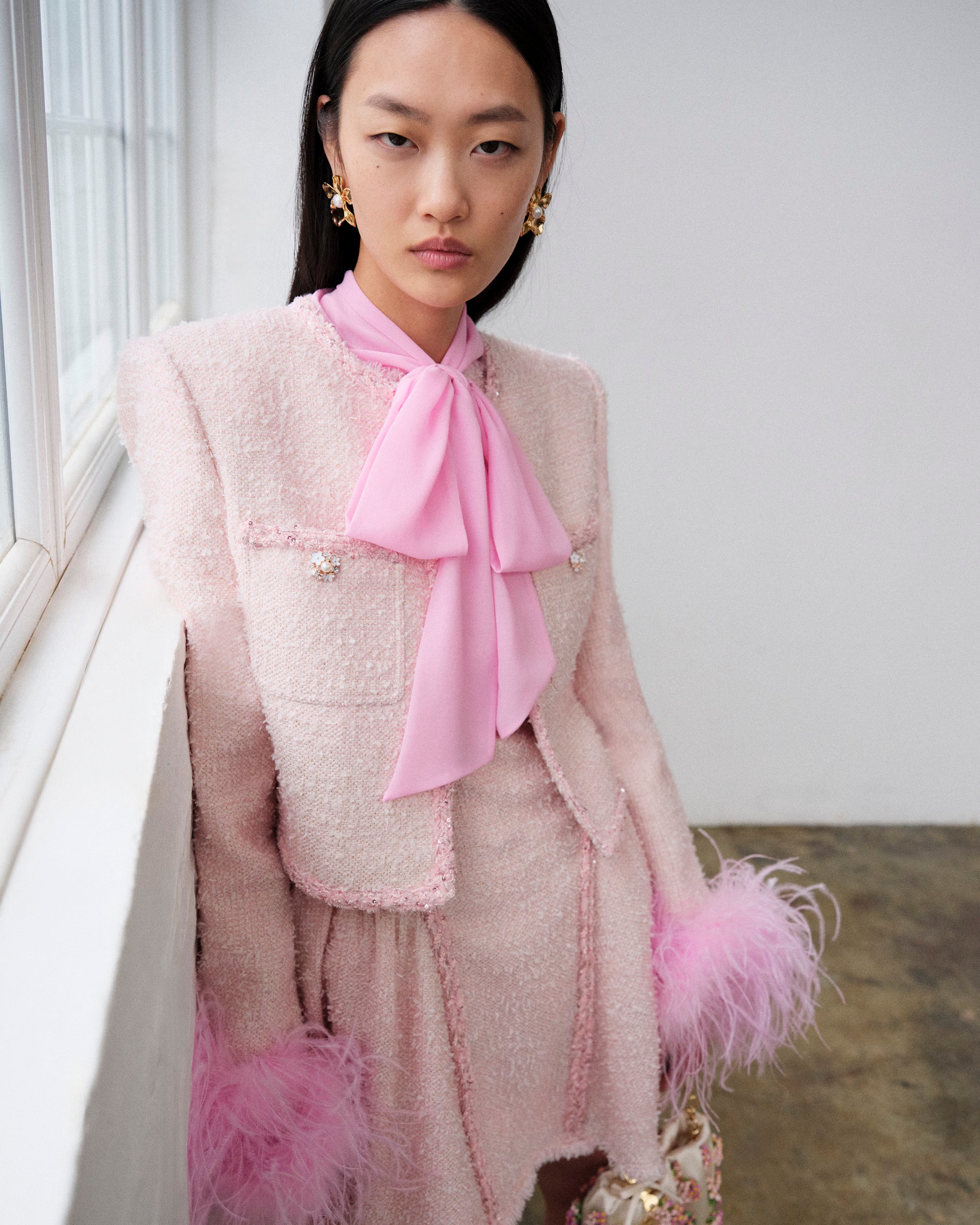 Self Portrait Pink Boucle Jacke Rosa Boxy Gr. UK 6