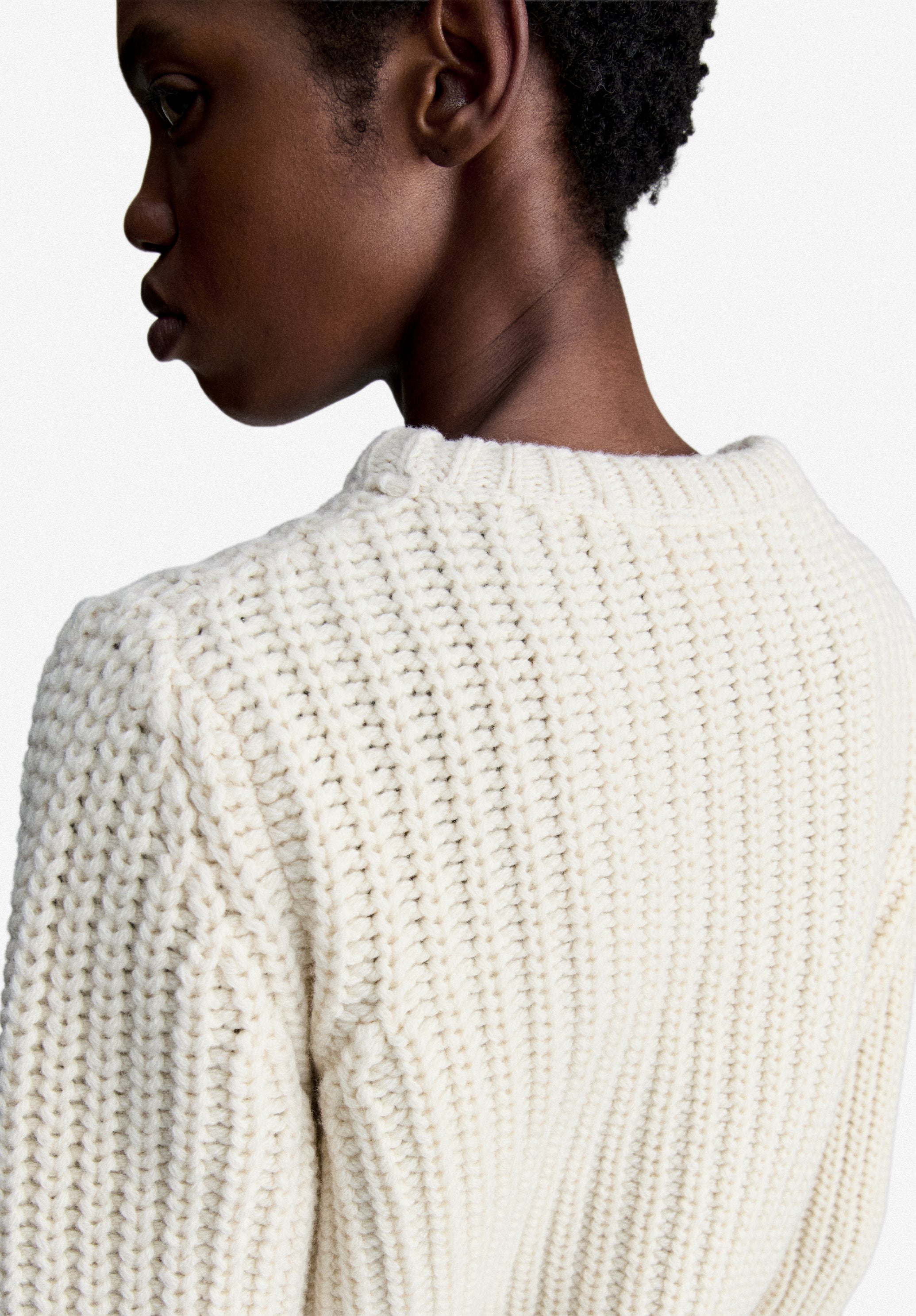 A.P.C. Pullover ecru recycelte Wolle Rundhals