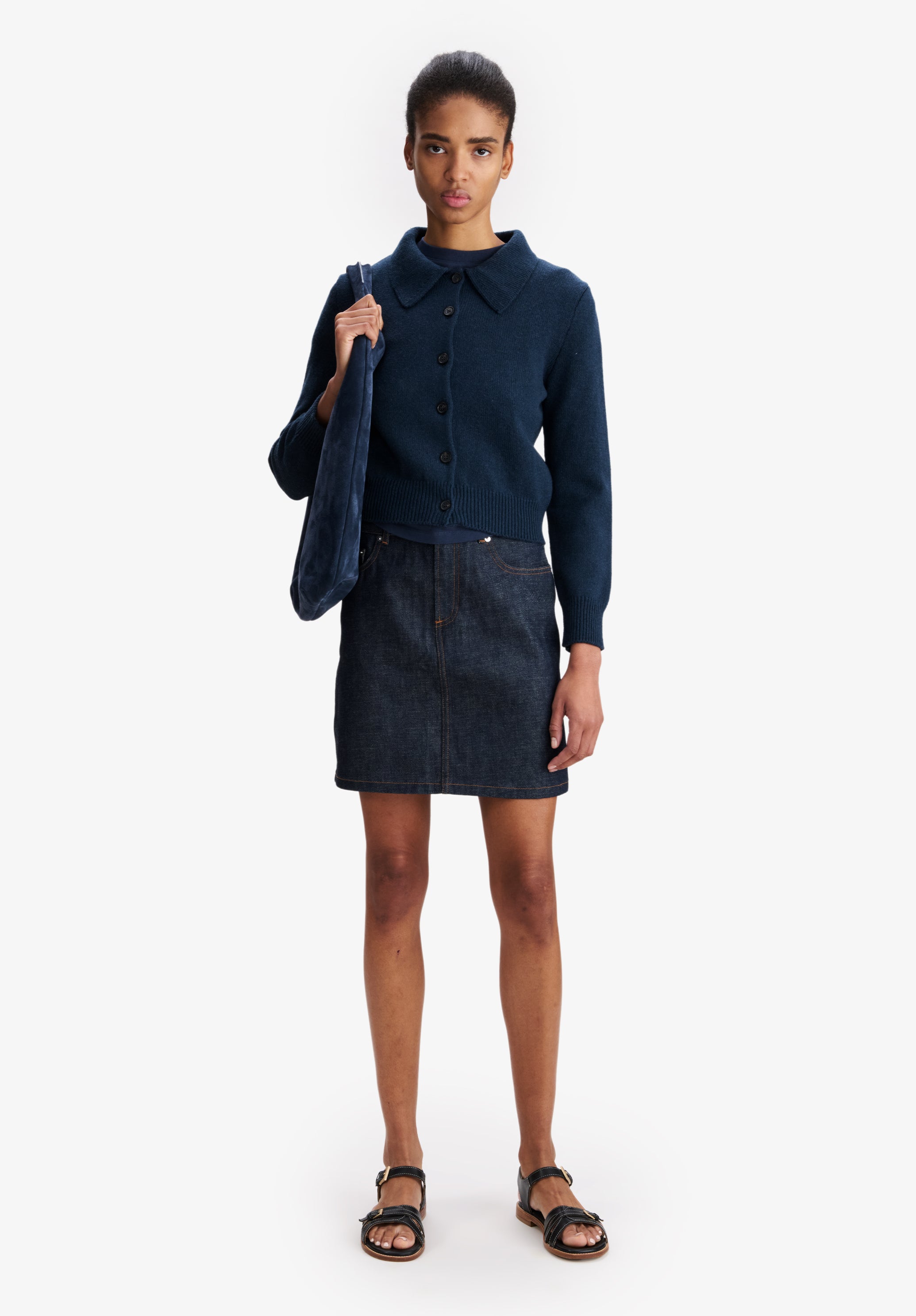 A.P.C. Wollcardigan M marineblau mit Kragen