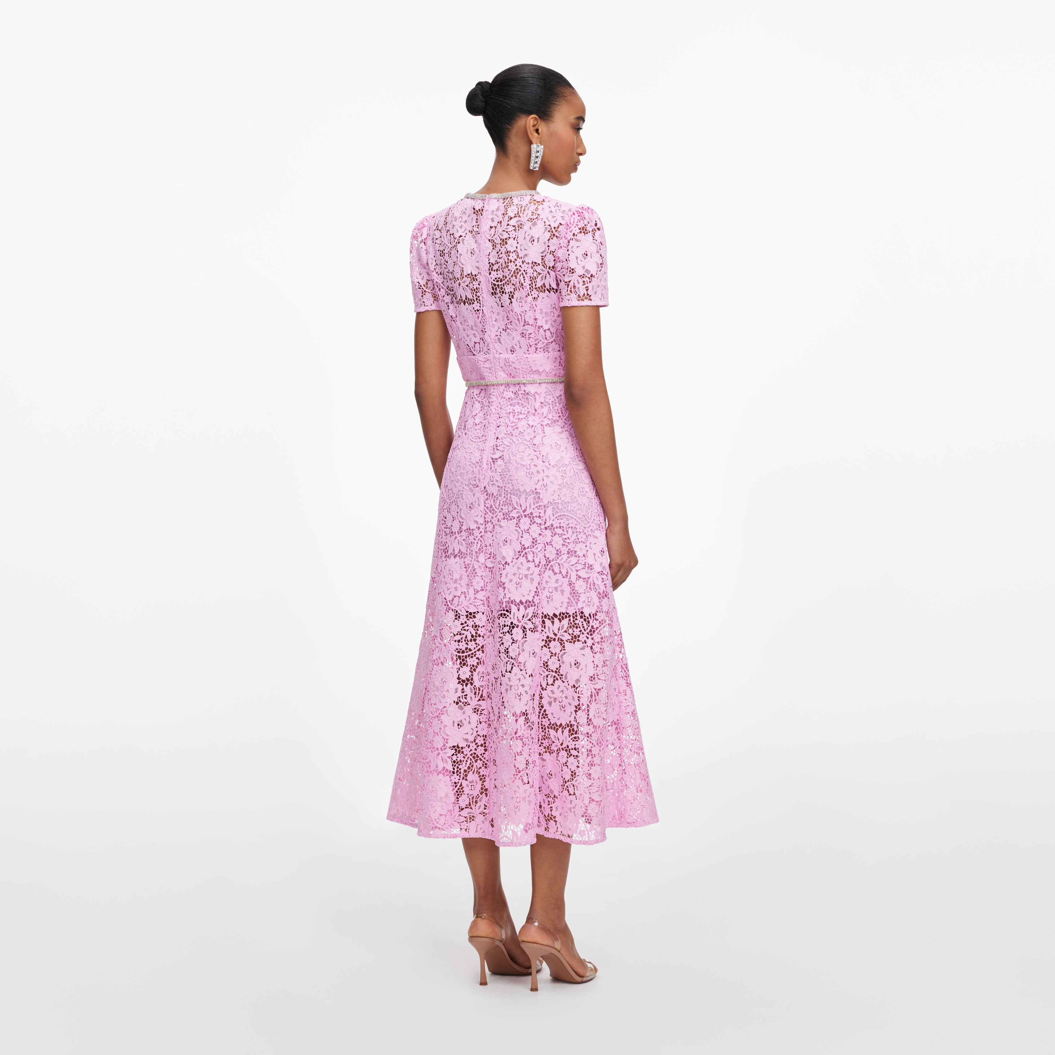 Self Portrait Pink Cord Lace Midikleid Rosa Spitze