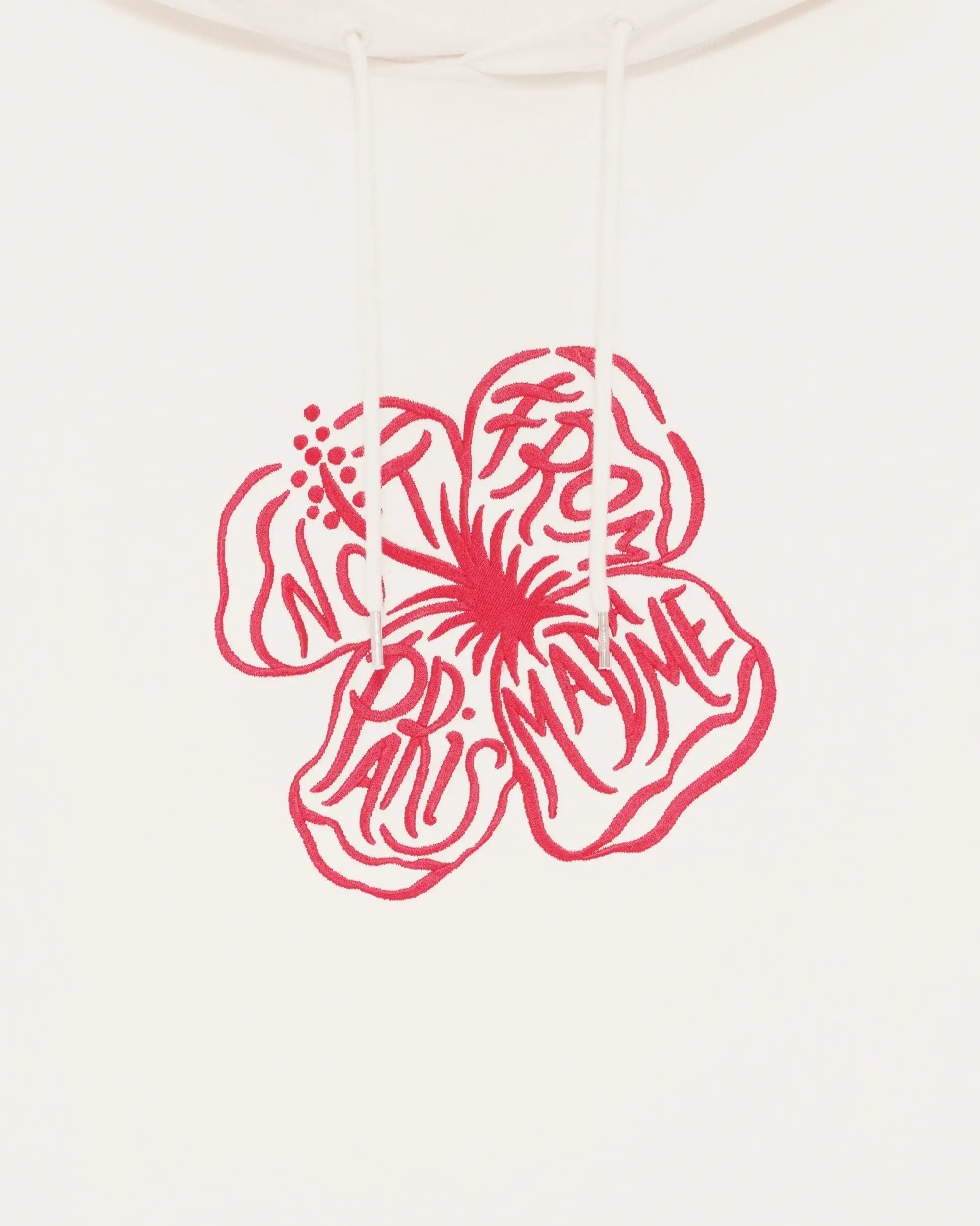 Drôle De Monsieur Slogan Hibiscus Hoodie Off-White Terry