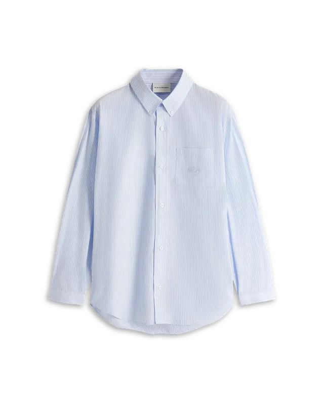 Drôle De Monsieur La Chemise Rayée Hemd Hellblau Baumwolle Streifen