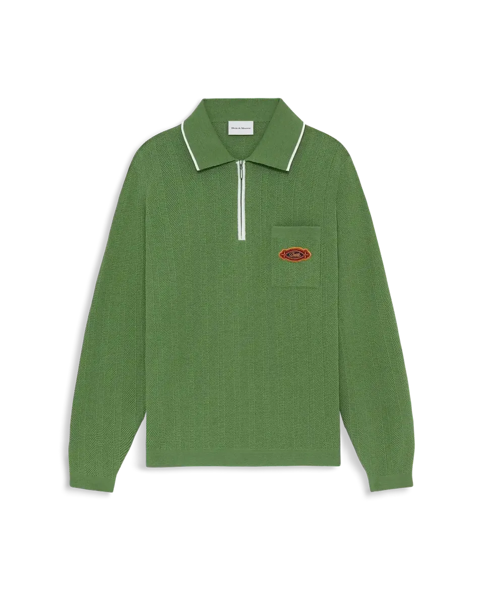 Drôle De Monsieur Polo Maille Strickpolo Hellgrün Baumwolle