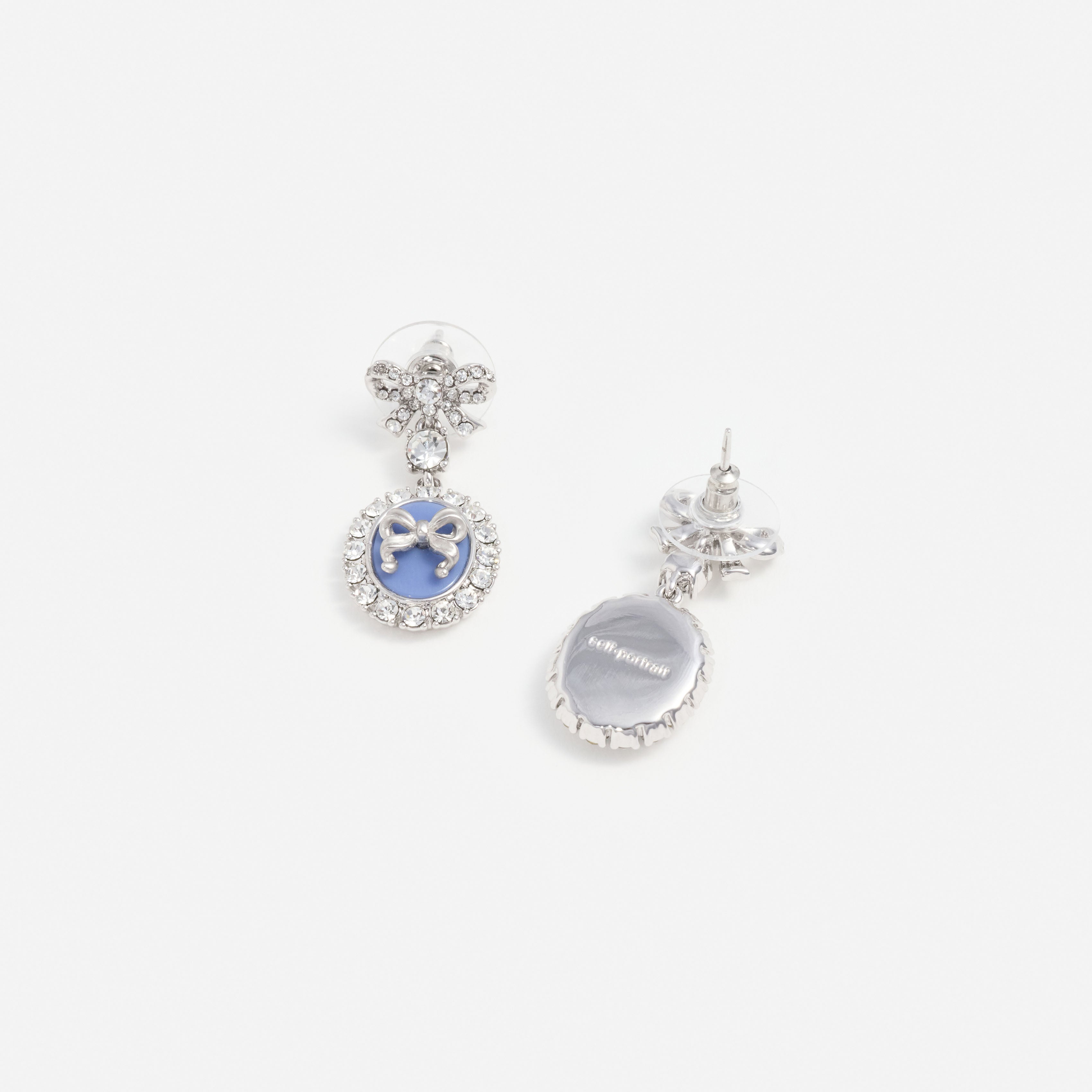 Self Portrait Blue Crystal Bow Cameo Ohrringe Blau