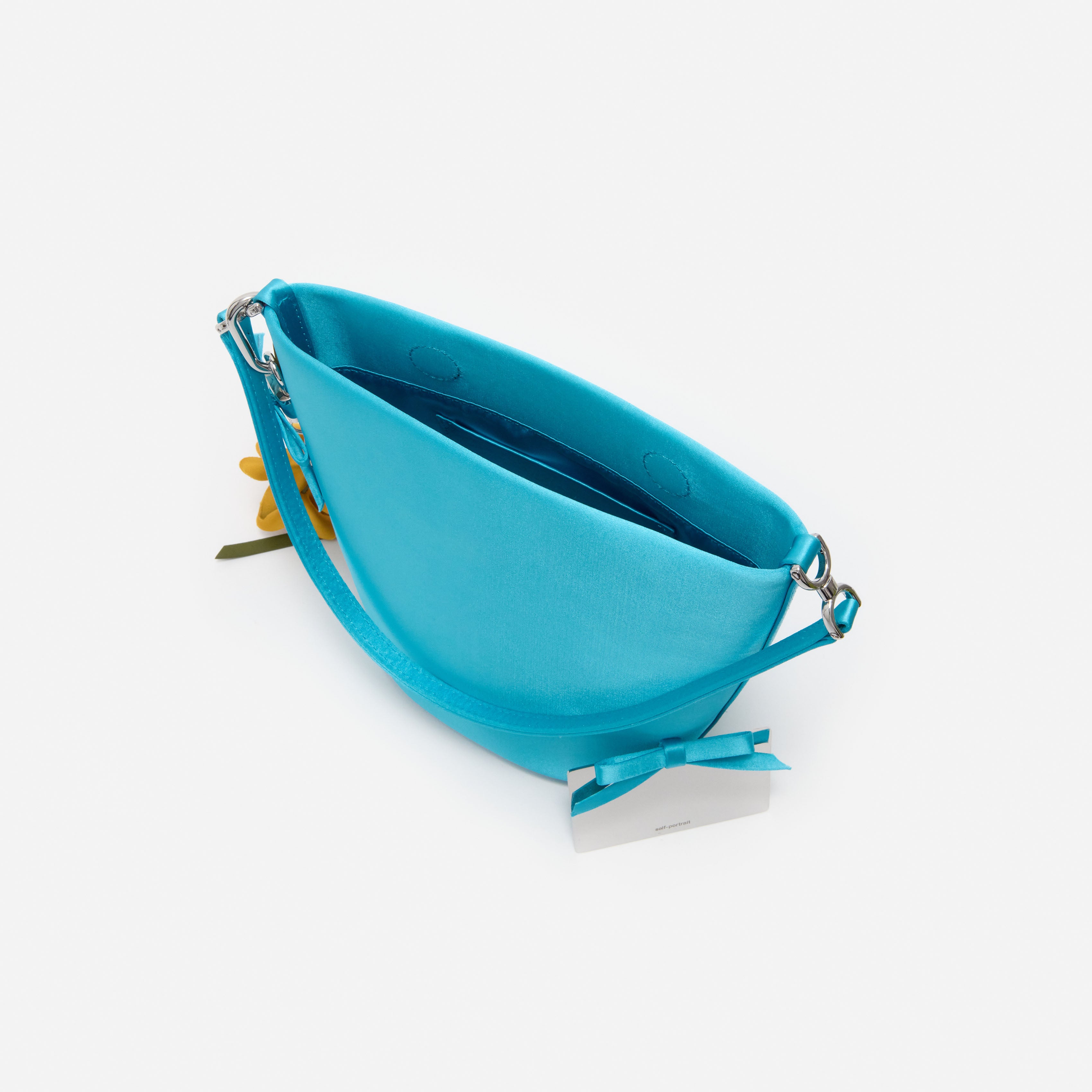 Self Portrait Blue Satin Bucket Bag Schultertasche Blau Satin