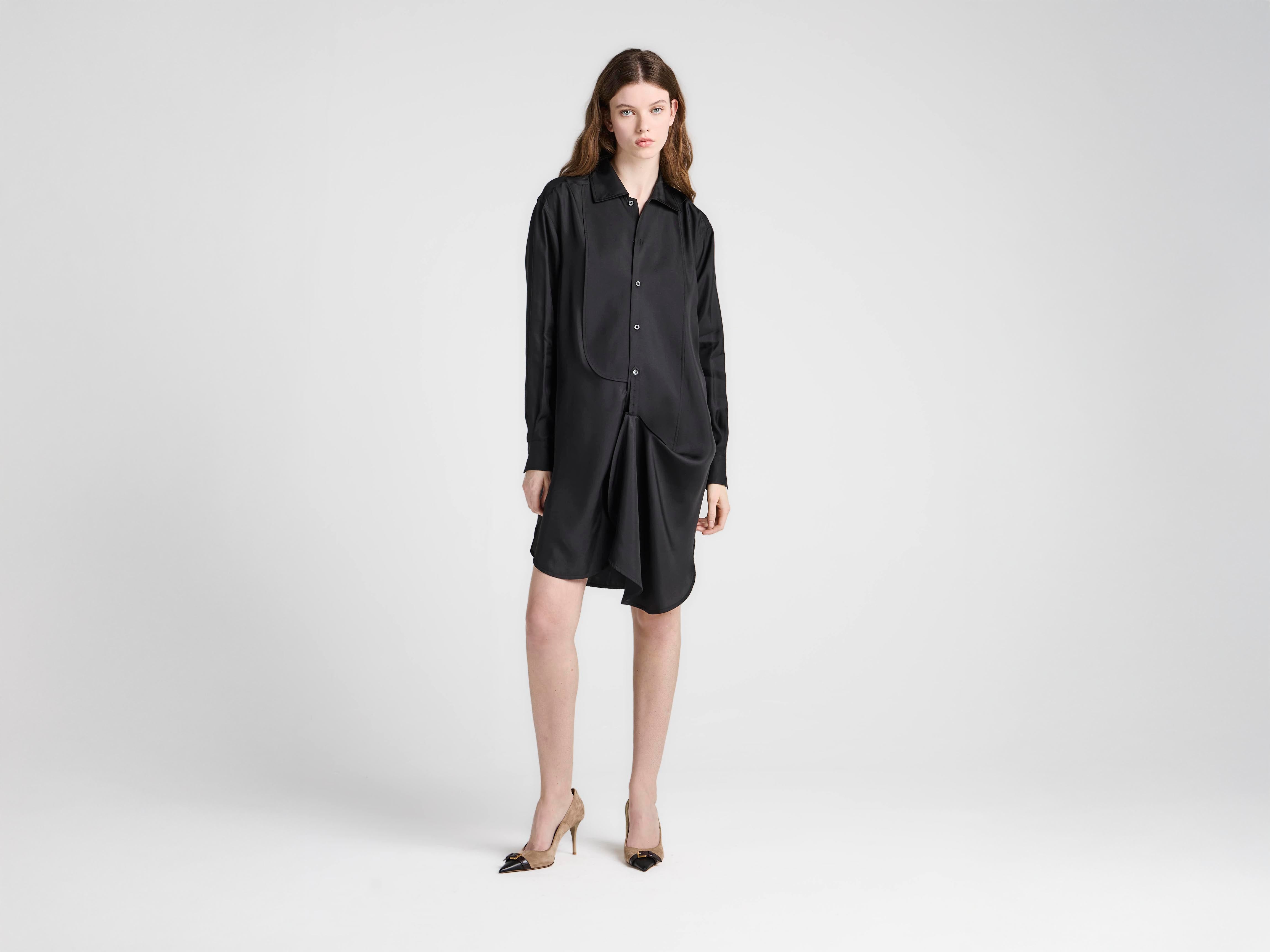 J.W.Anderson Tuxedo Drape Silk Kleid Damen Schwarz Seide