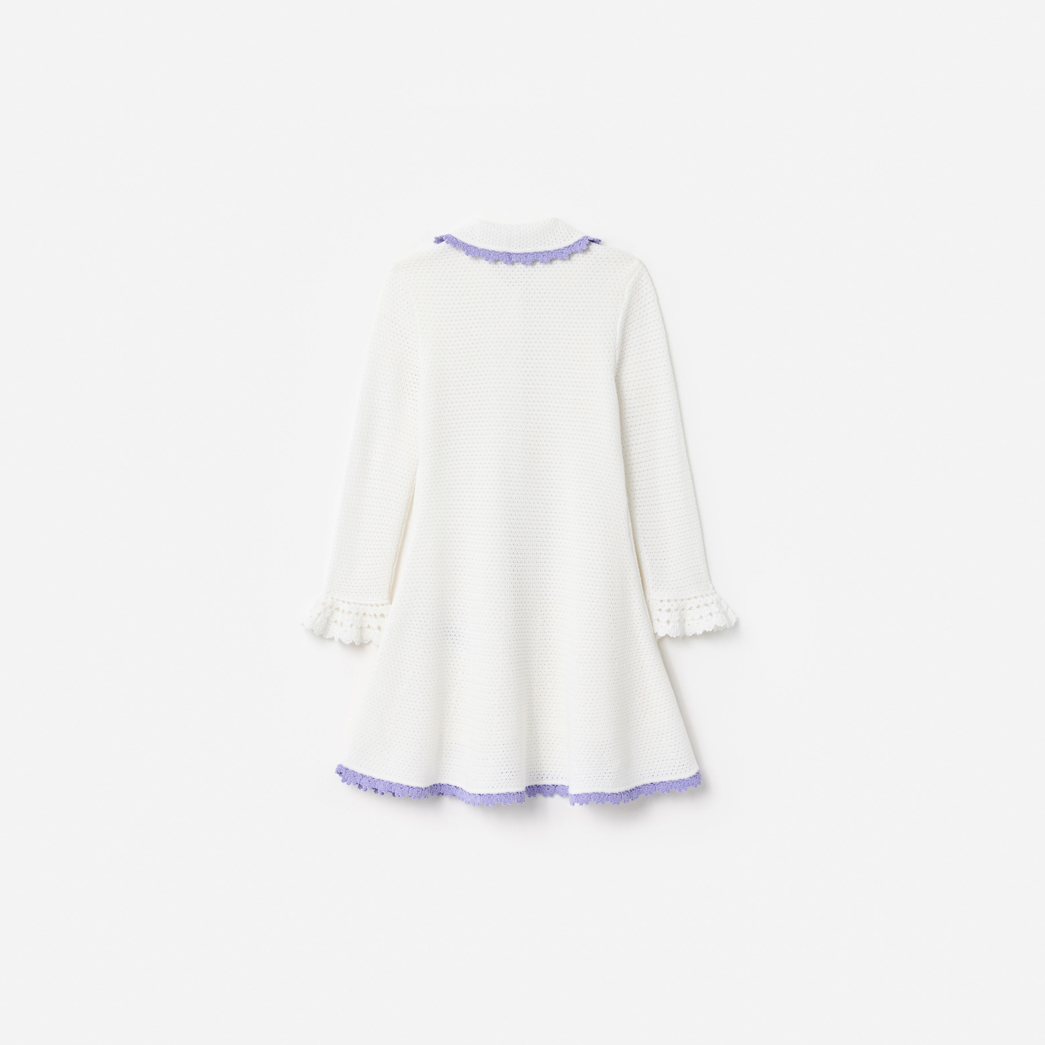 Self-Portrait Cream Contrast Trim Pointelle Strickkleid 5-6