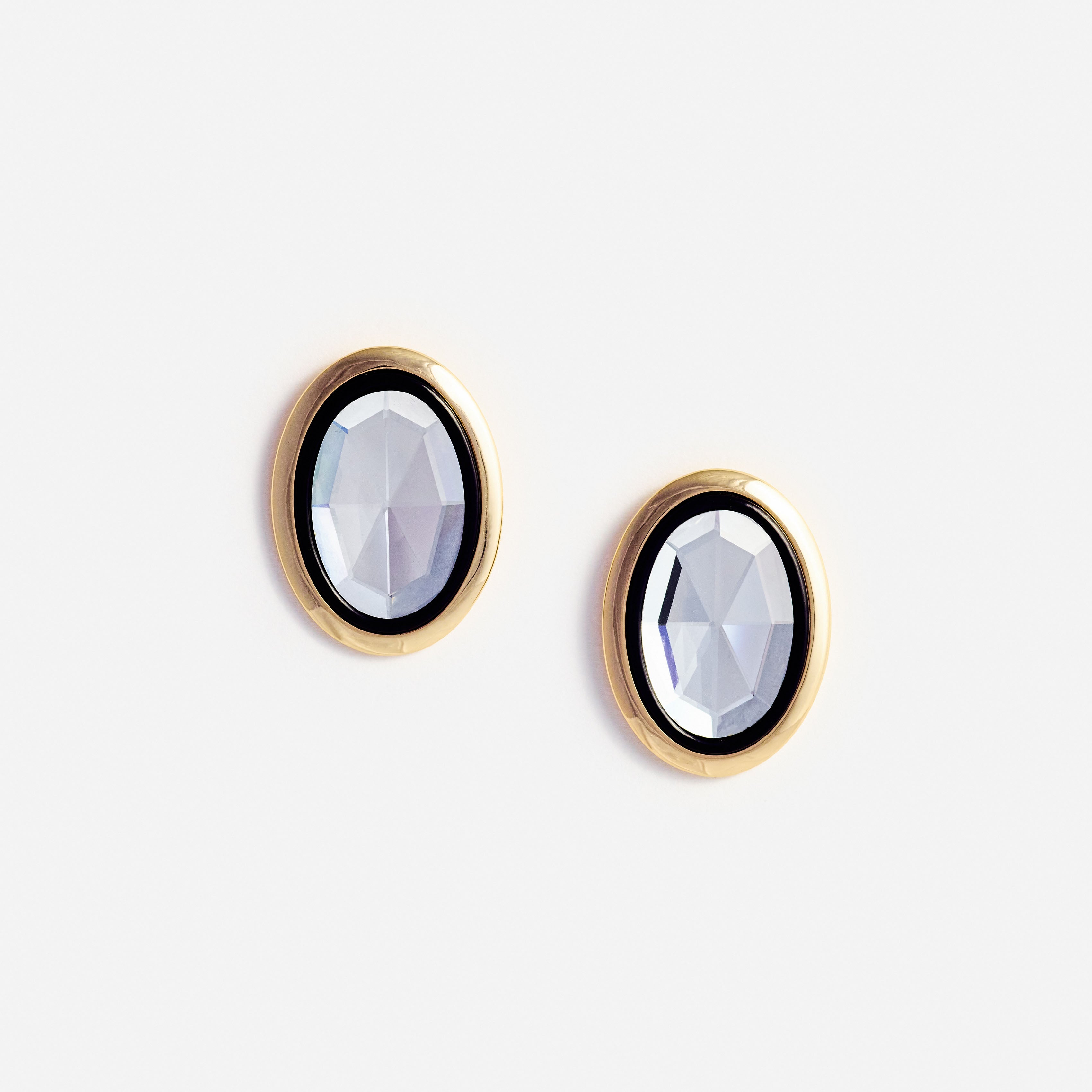 Self Portrait Crystal Oval Ohrringe Schwarz Gold Kristall