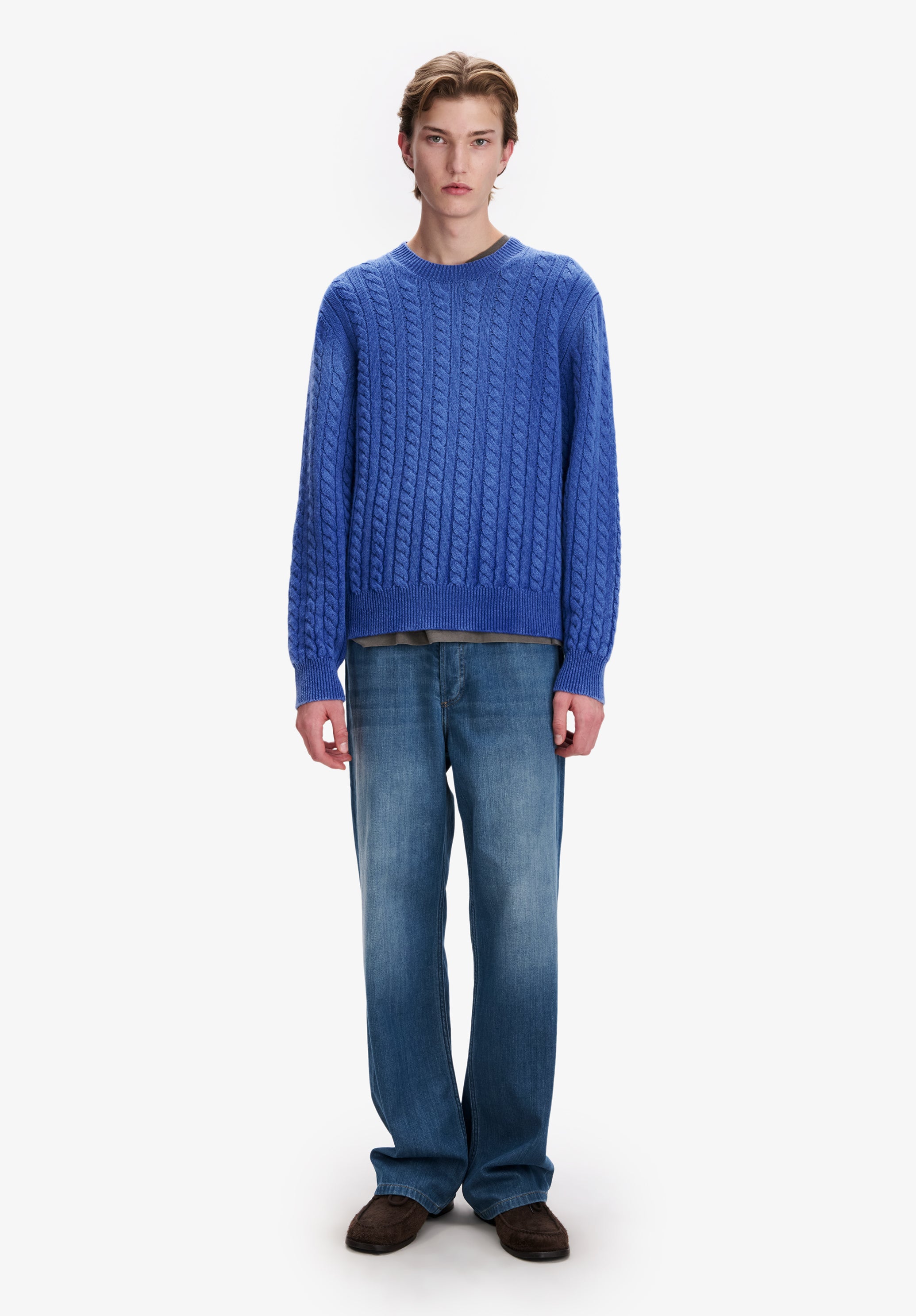 A.P.C. Zopfstrickpullover blau Kaschmirwolle weiter Schnitt