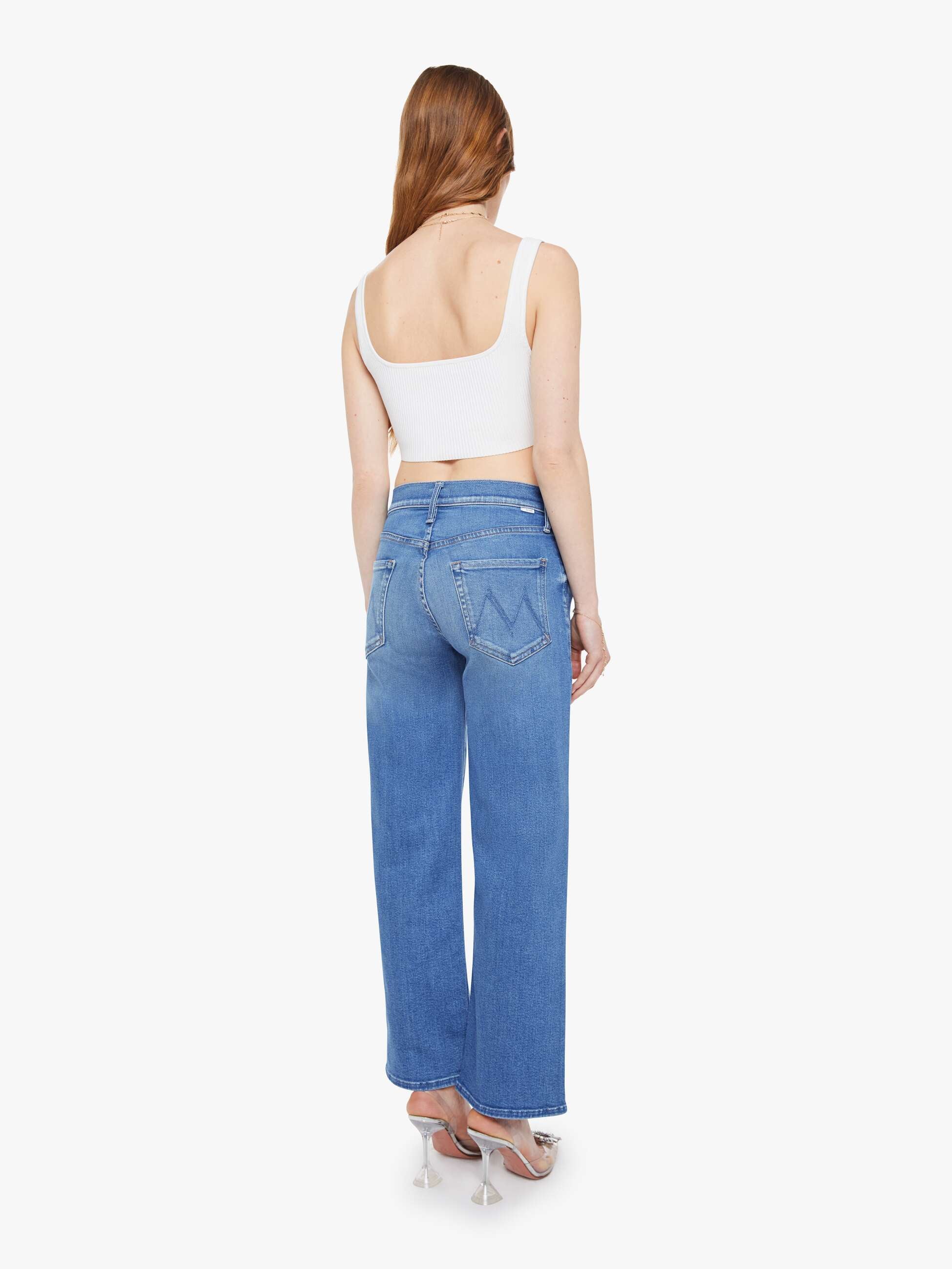 Mother Mid Rise Rambler Zip Ankle Jeans Piece By Piece Blau