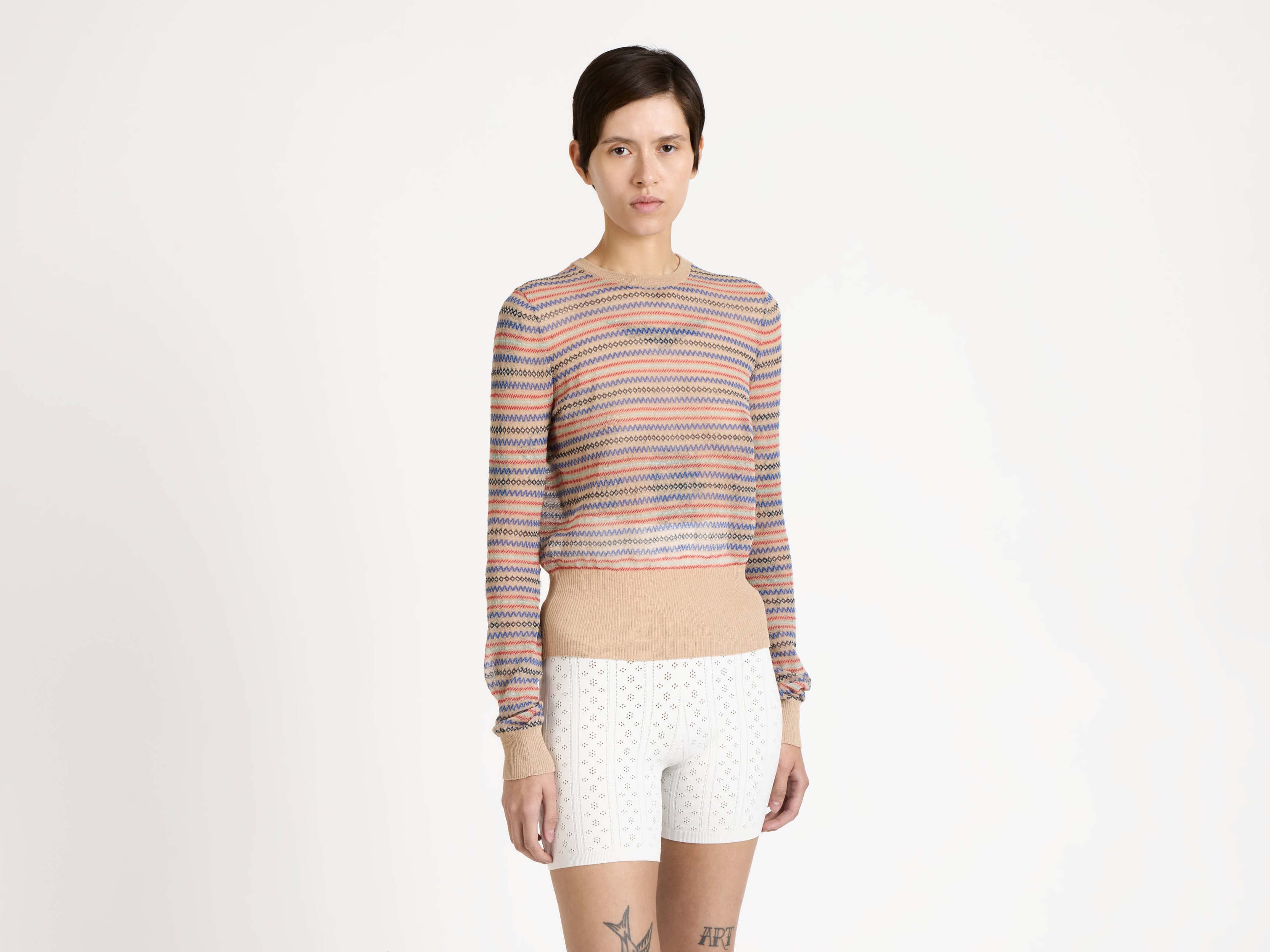 J.W. Anderson Fairisle Stricktop Burgundy Langarm