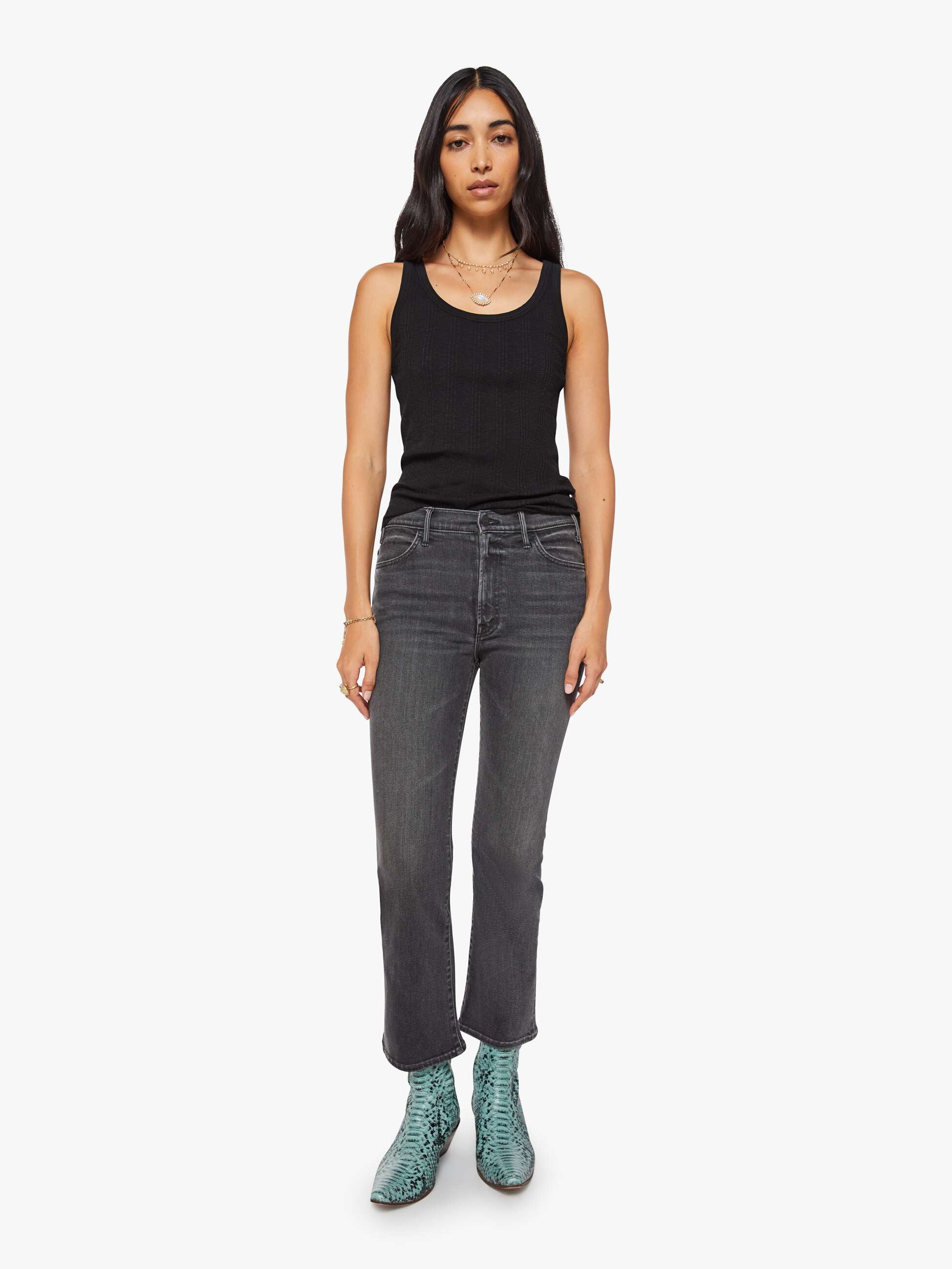 Mother The Hustler Ankle Flare Jeans Schwarz High-Rise