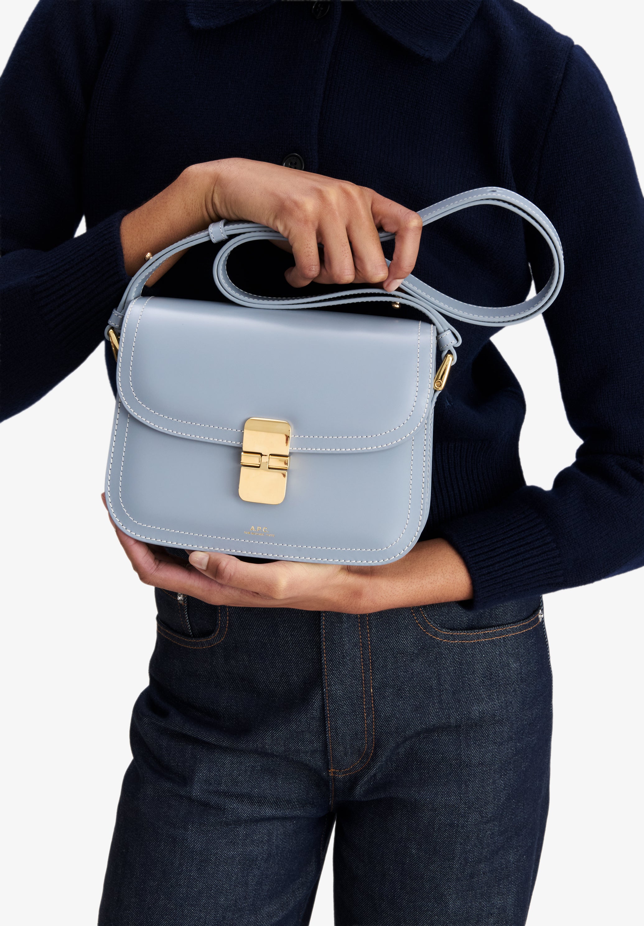 A.P.C. Grace Small Tasche Leder blau TU