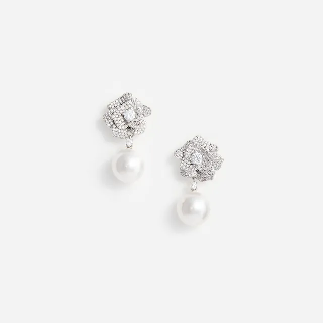 Self Portrait Flower Ohrringe Silber Kristall Perle Mini