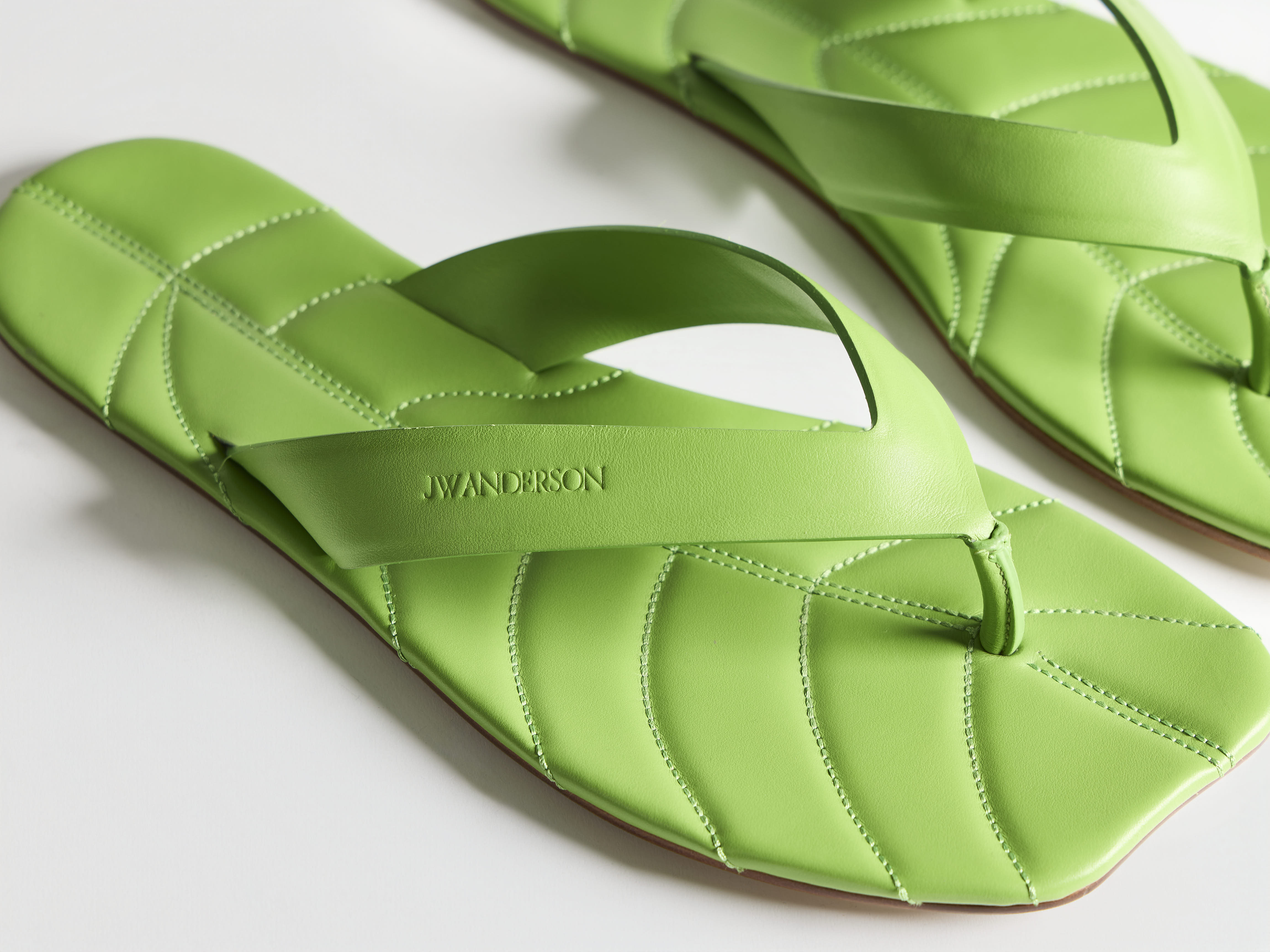 J.W.Anderson Leaf Slides Pantoletten Lime Damen Leder