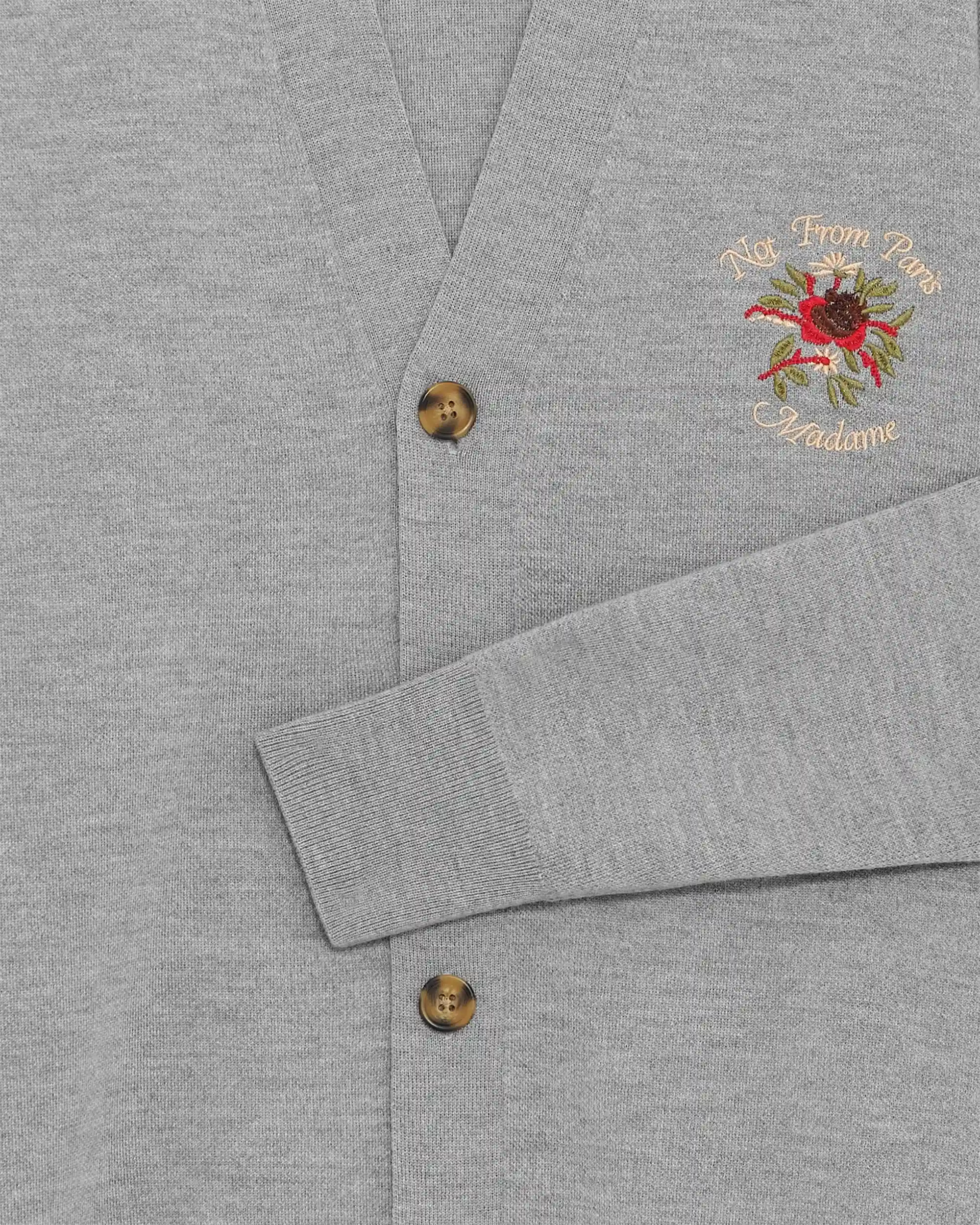 Drôle De Monsieur Le Cardigan Slogan Rose Cardigan hellgrau Merinowolle