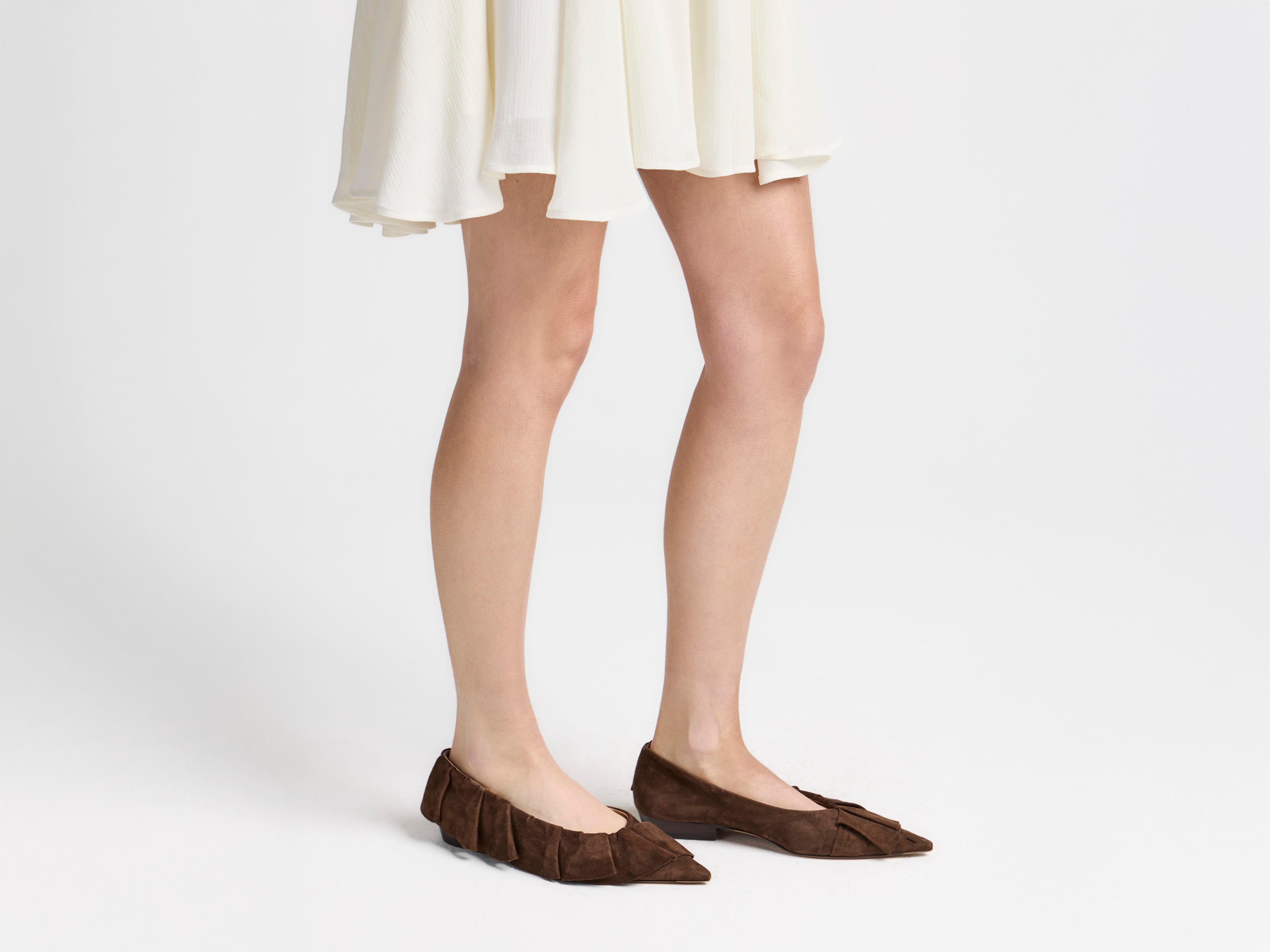 J.W.Anderson Ruffle Ballerina Braun Wildleder