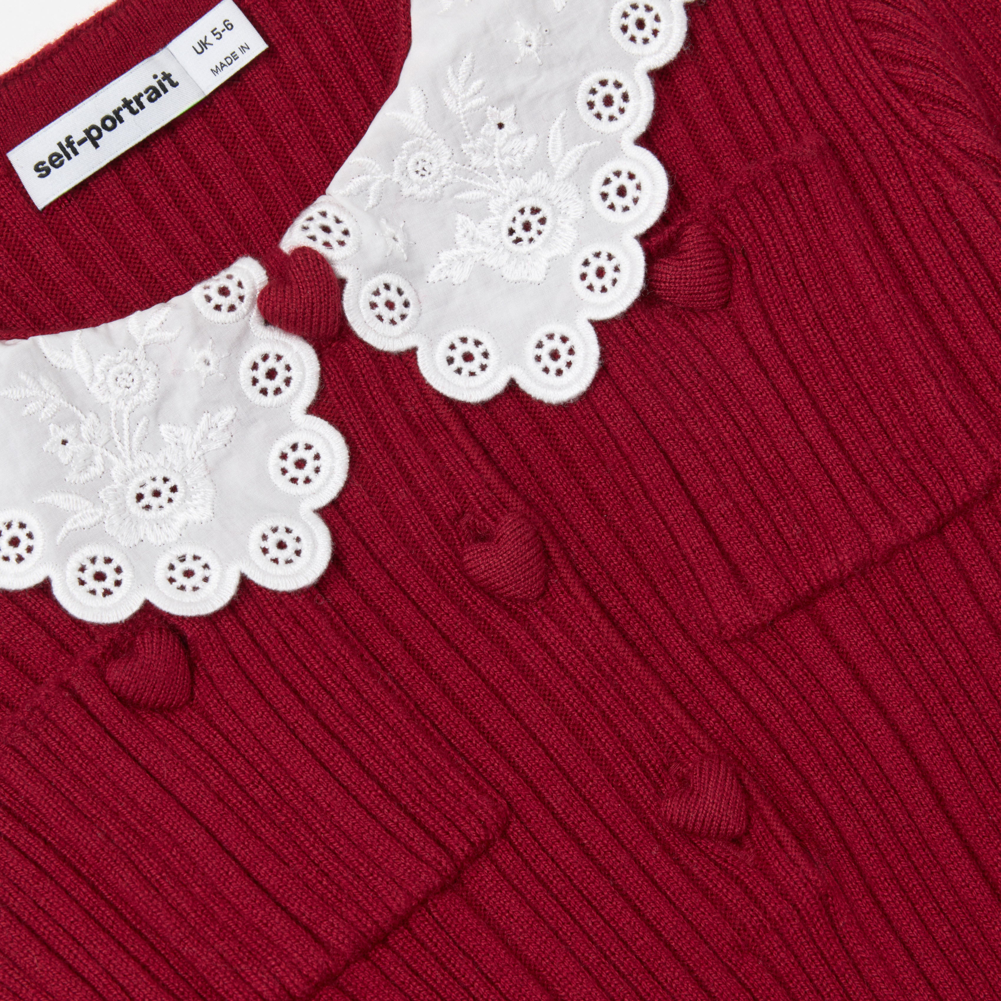Self Portrait Burgundy Strick Mädchenkleid 7/8 Taft