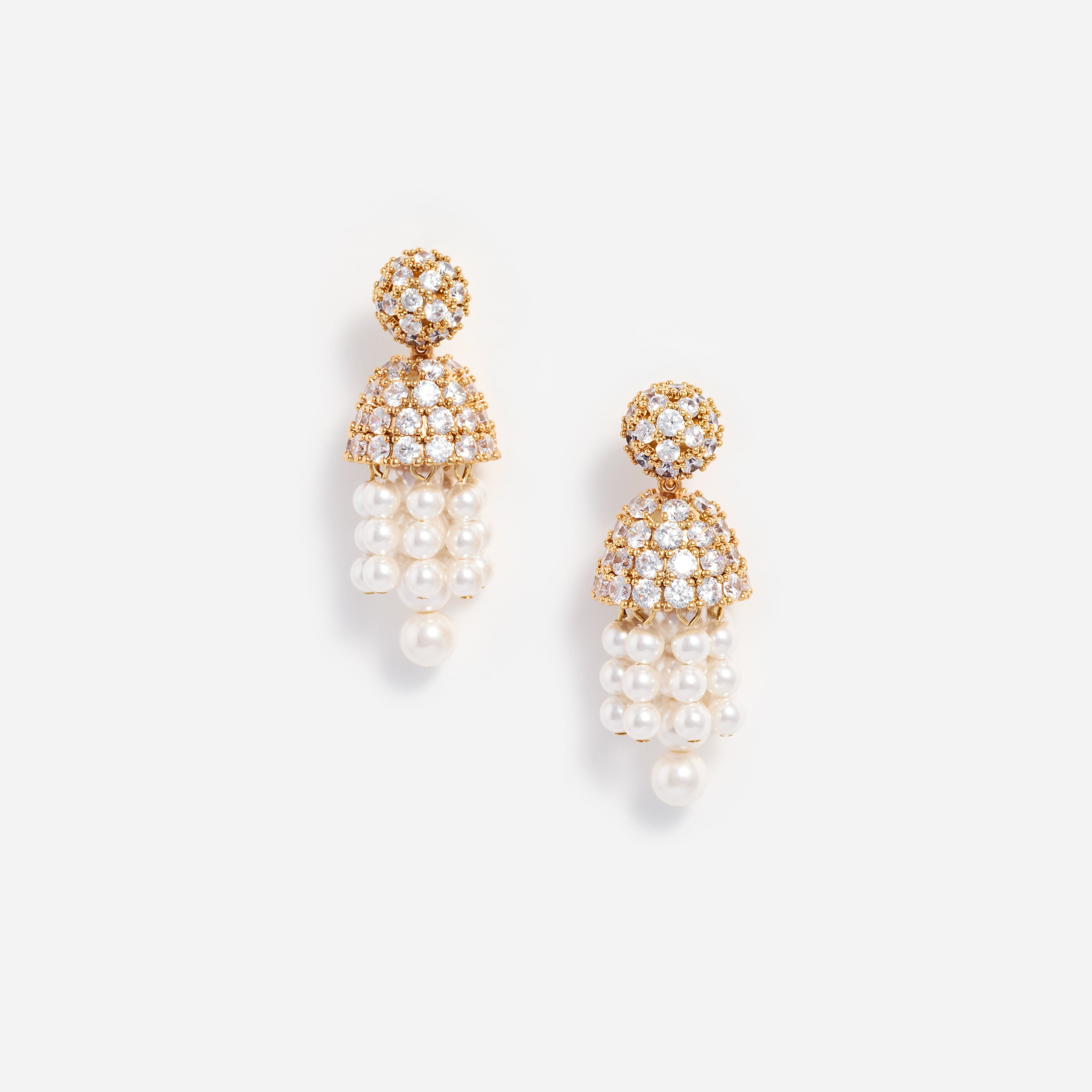Self Portrait Gold Crystal Cluster Pearl Drop Ohrringe Gold