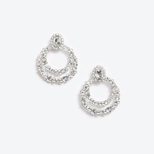 Self Portrait Crystal Double Hoop Ohrringe Silber Kristall
