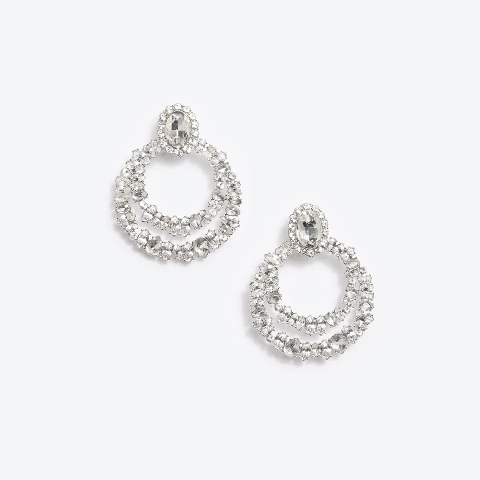 Self Portrait Crystal Double Hoop Ohrringe Silber Kristall