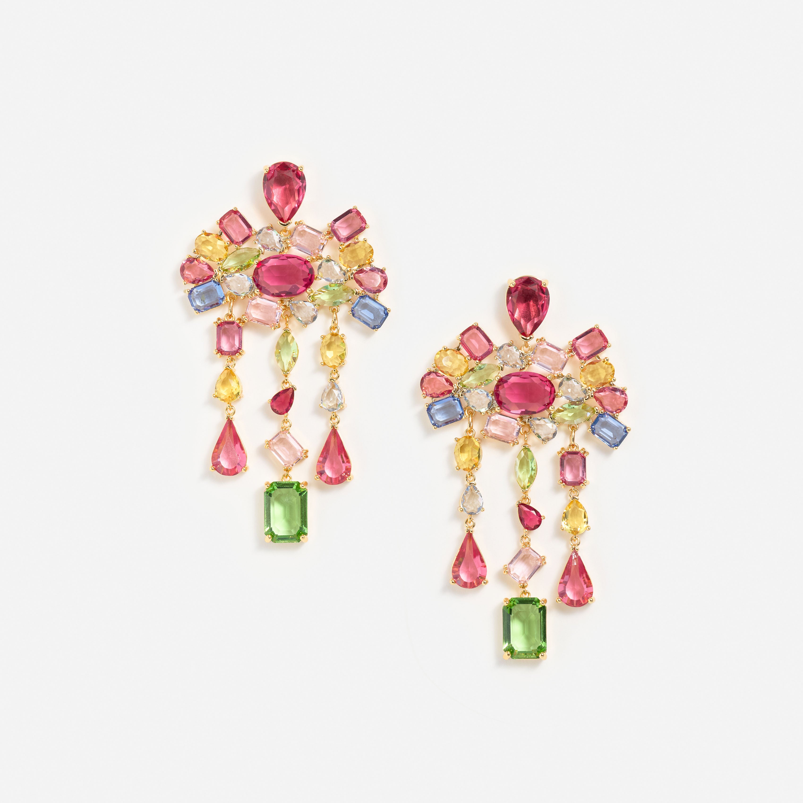 Self Portrait Multi Crystal Cluster Ohrringe Bunt Gold