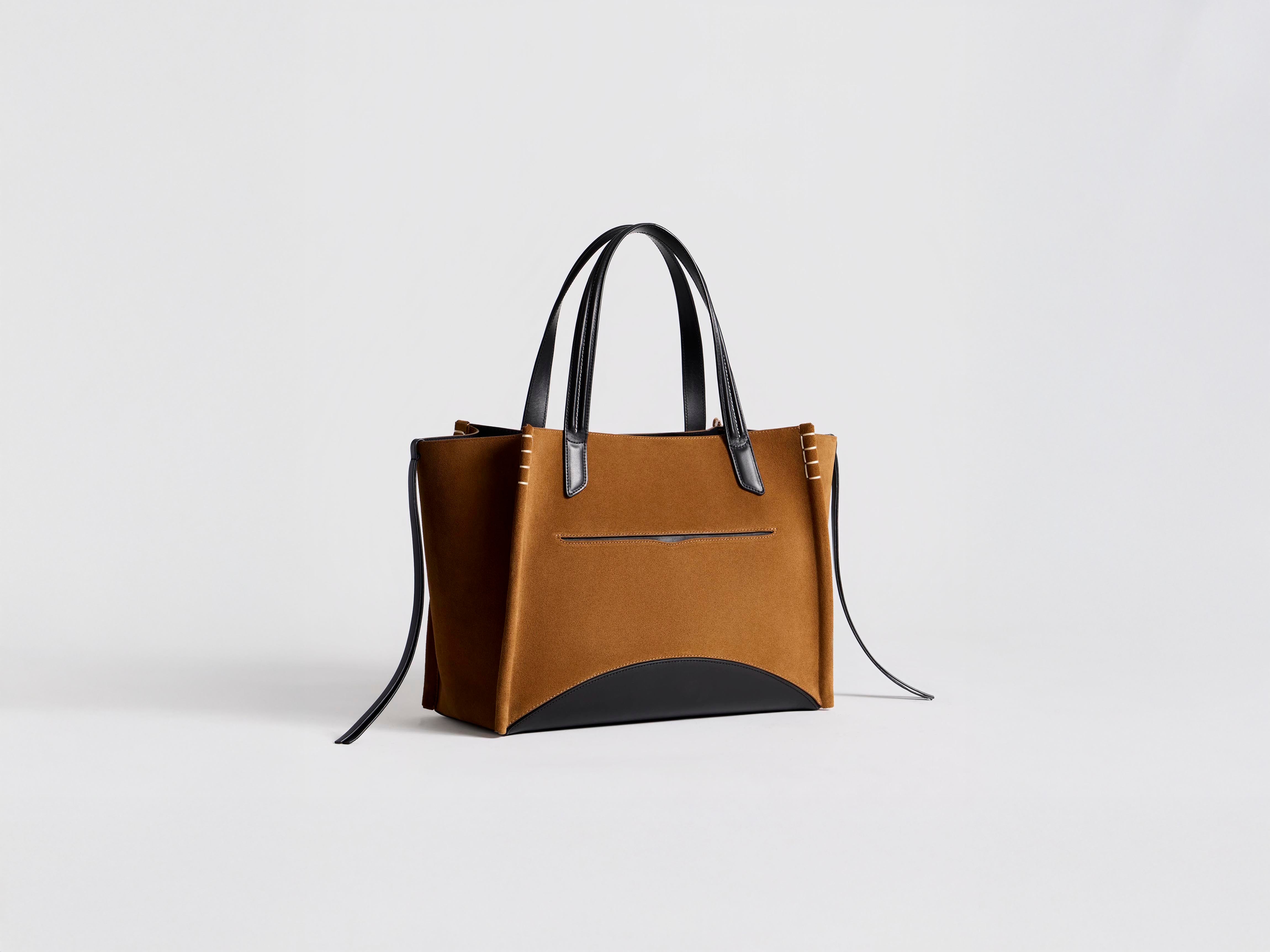 J.W.Anderson Loafer Cabas Tasche Karamell Wildleder Schwarz