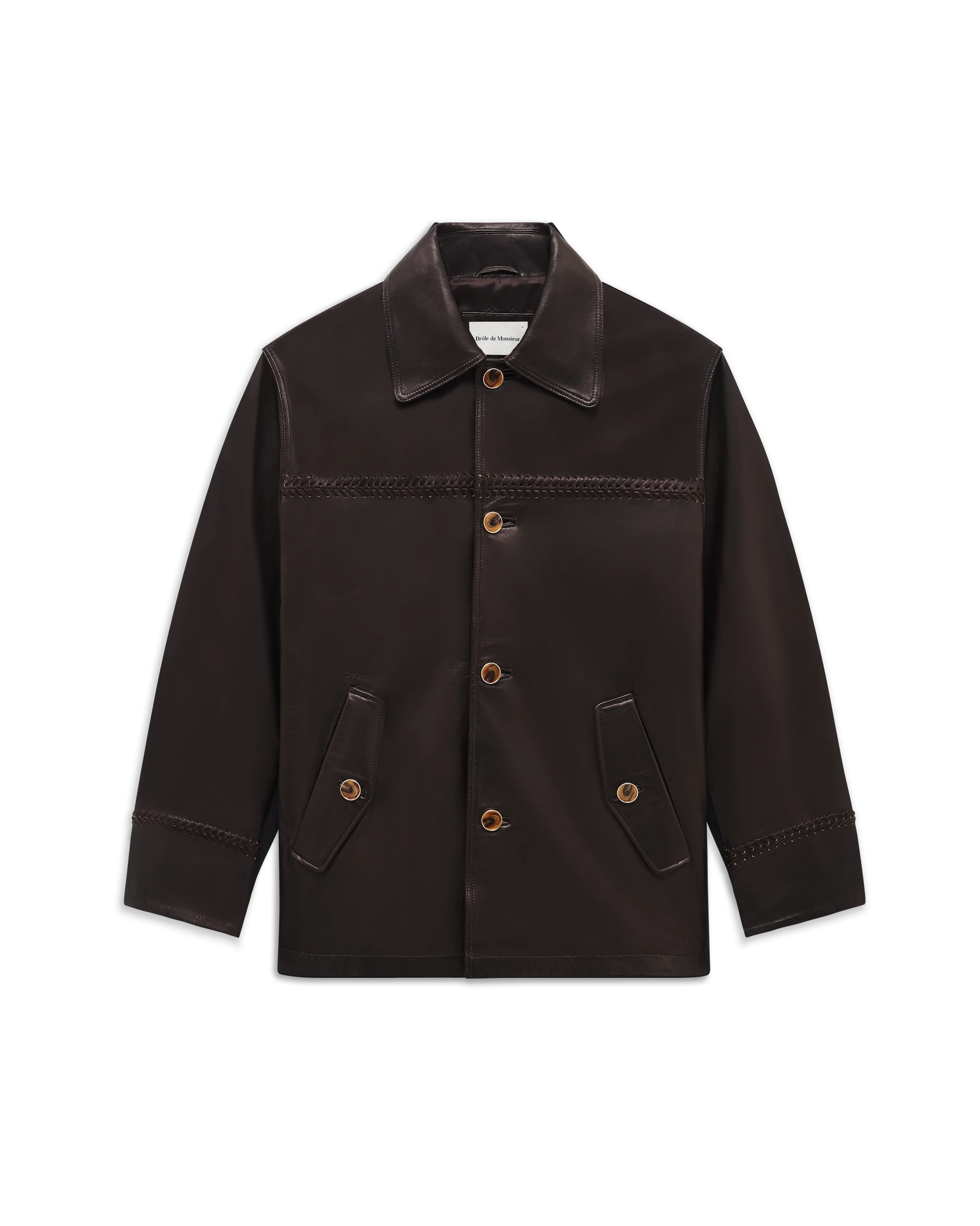 Drôle De Monsieur Safari Lederjacke dunkelbraun Leder
