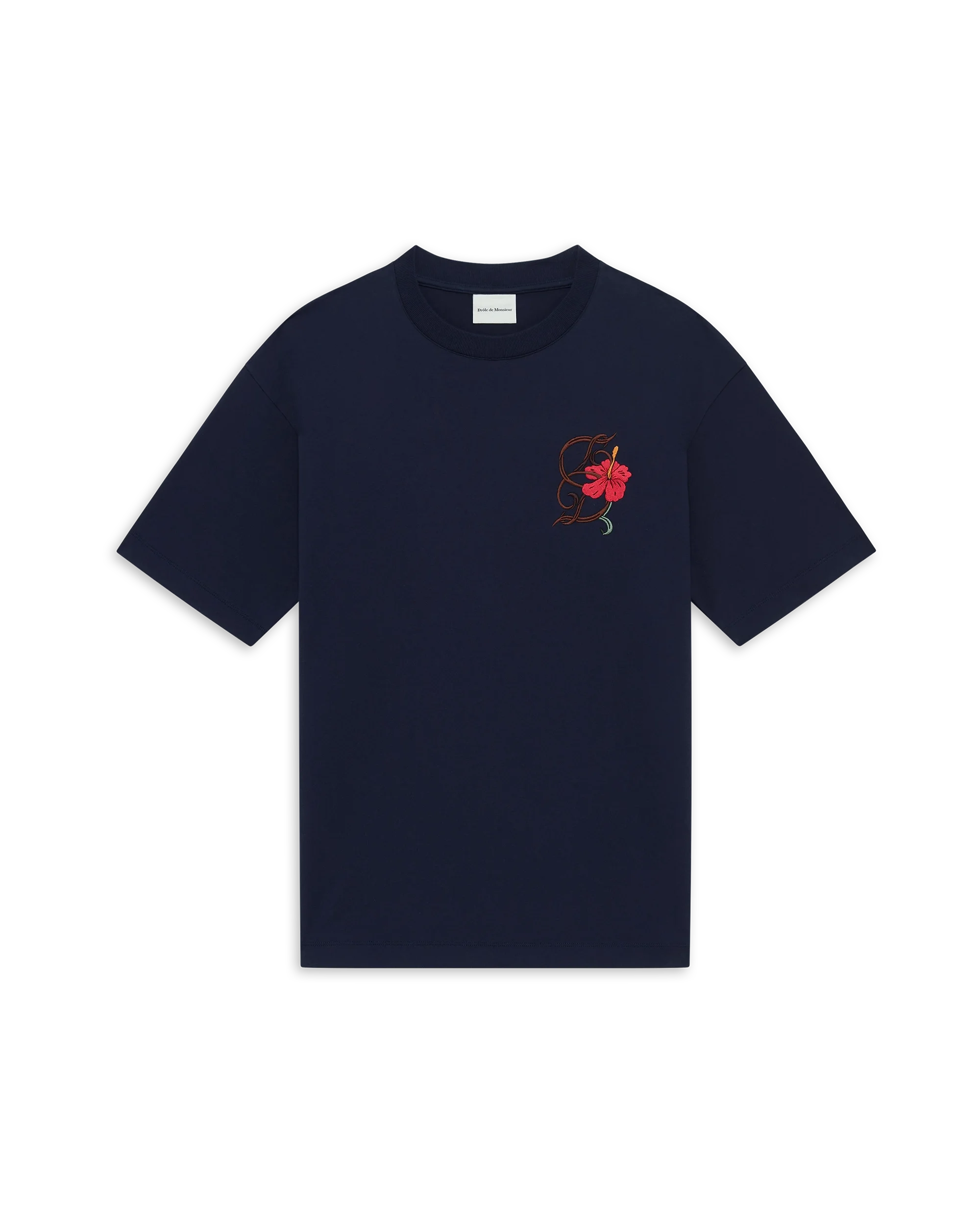Drôle de Monsieur D Hibiscus T-Shirt Navy Baumwolle