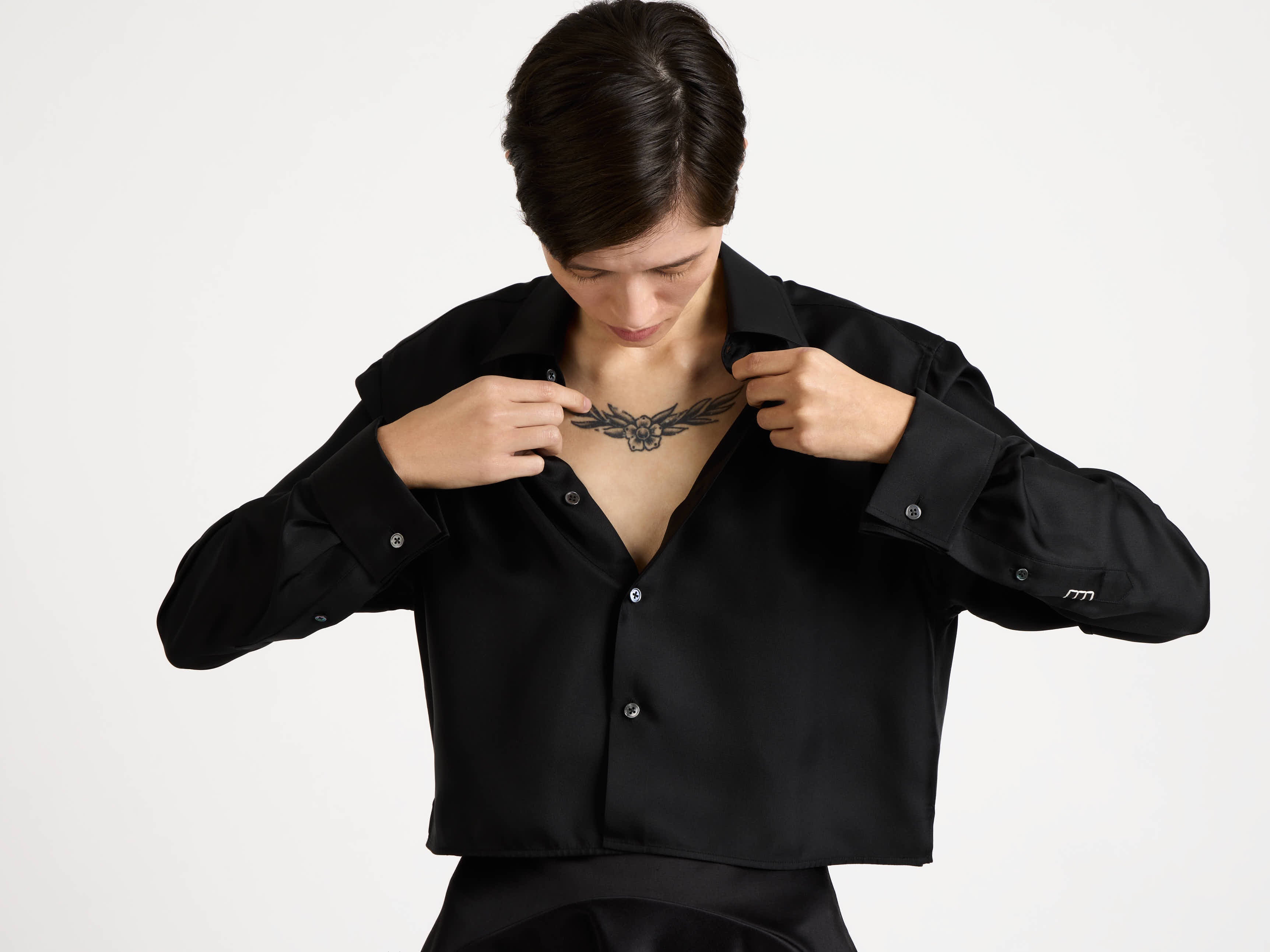 J.W.Anderson Cropped Seidenhemd Schwarz Damen Twill