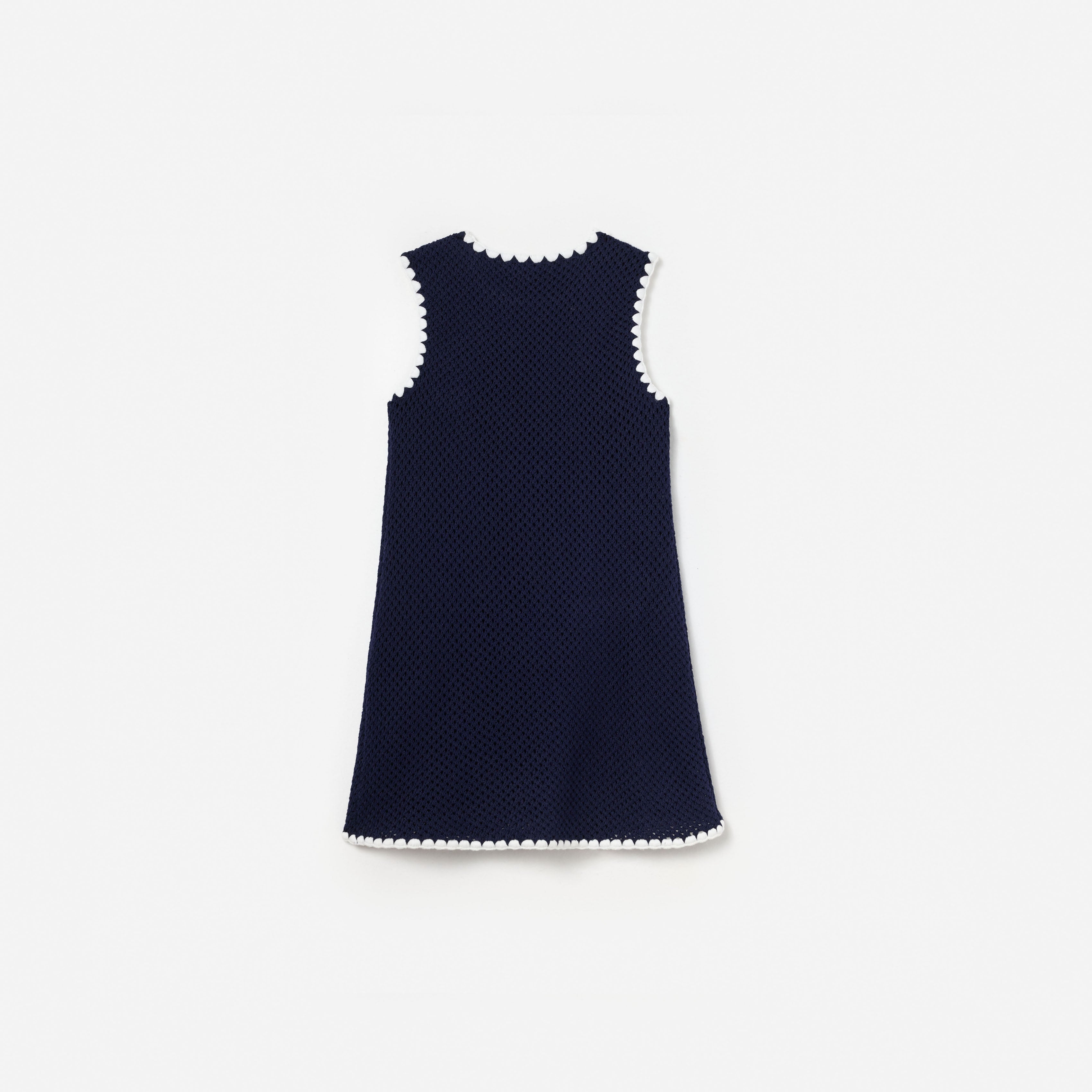 Self Portrait Navy Crochet Knitted Kleid Kinder Navy Baumwolle