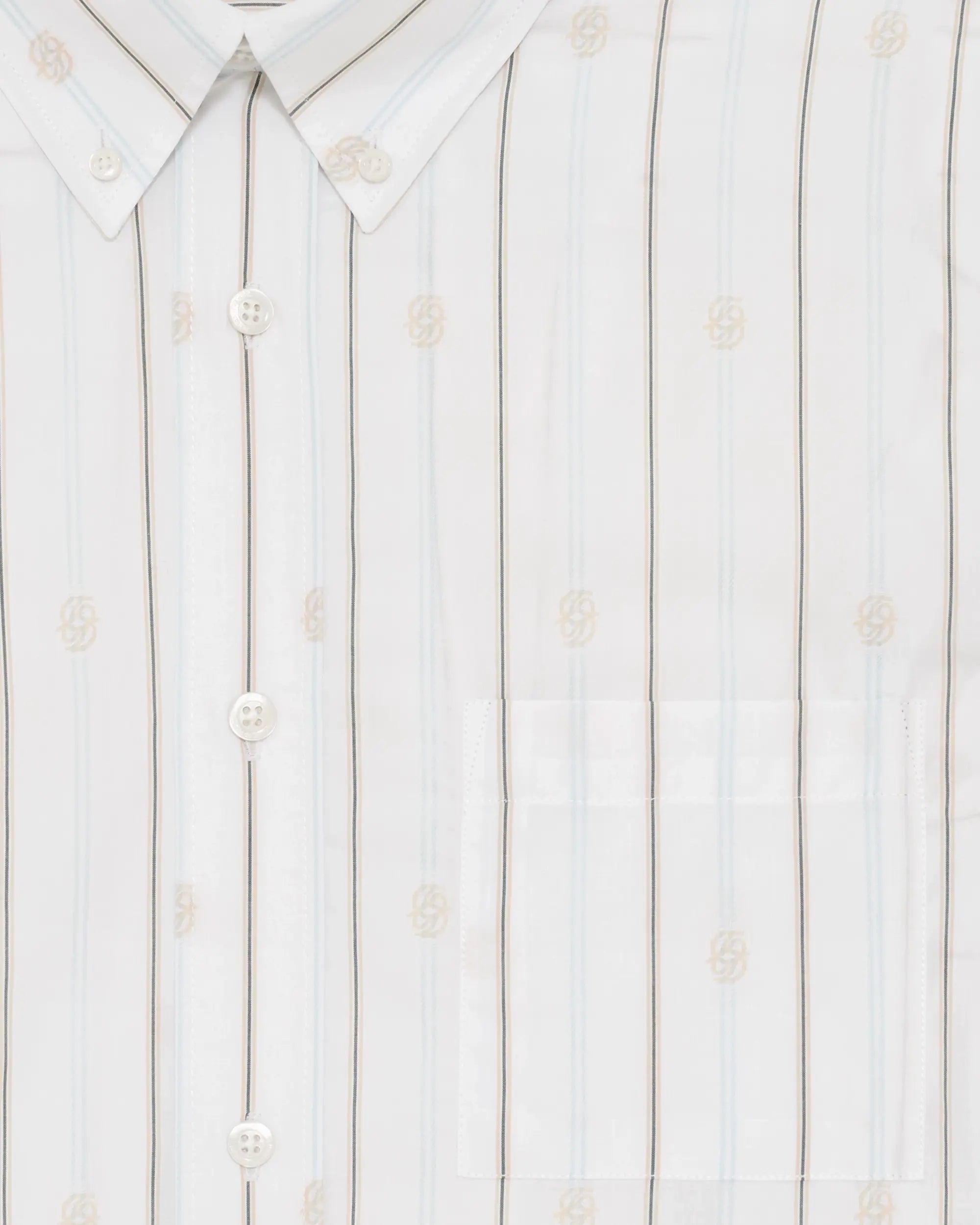 Drôle De Monsieur Striped Monogram Hemd Off-White Baumwolle