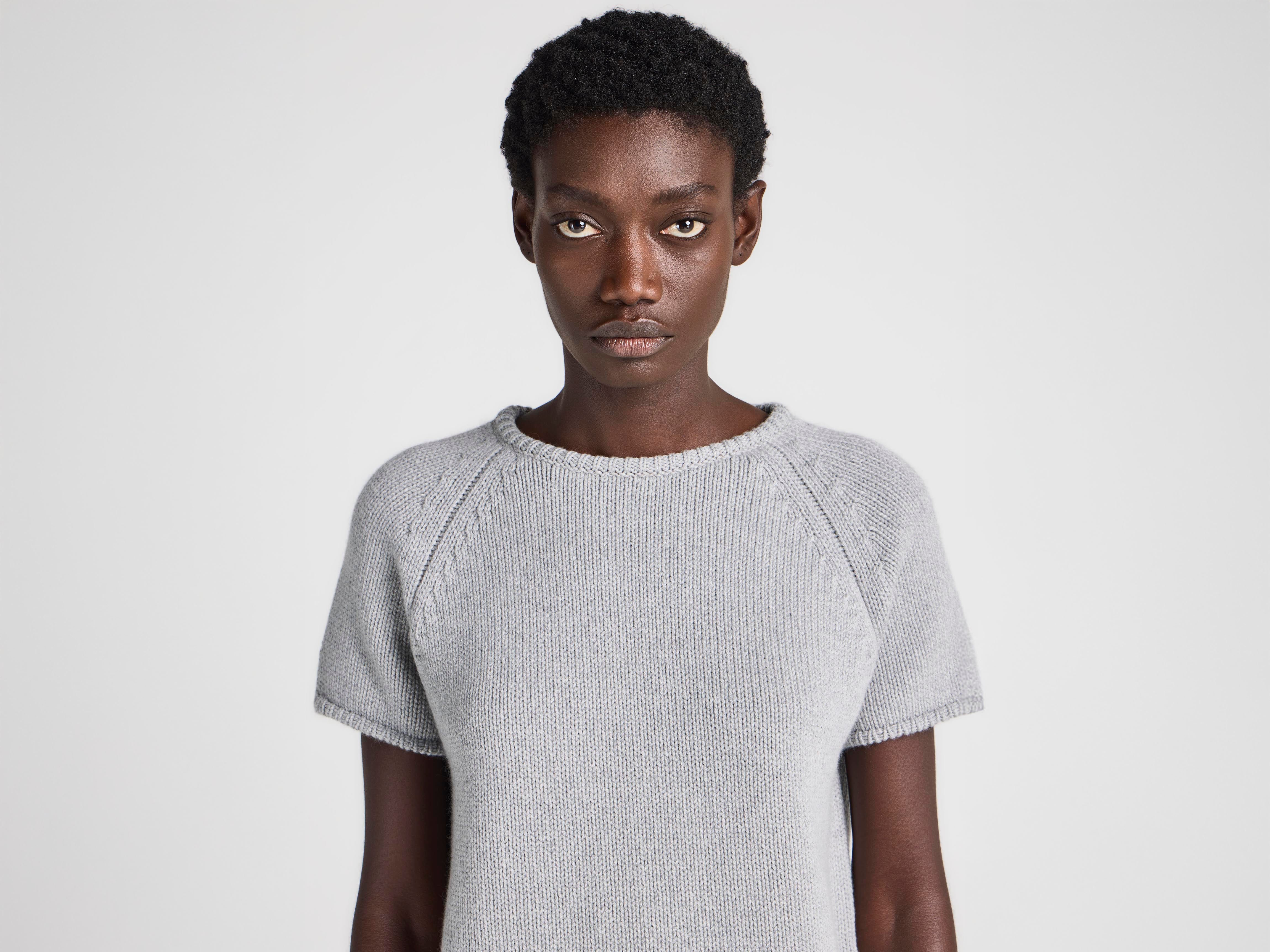J.W.Anderson Knitwear Knitted T-Shirt Grau Melange Cashmere