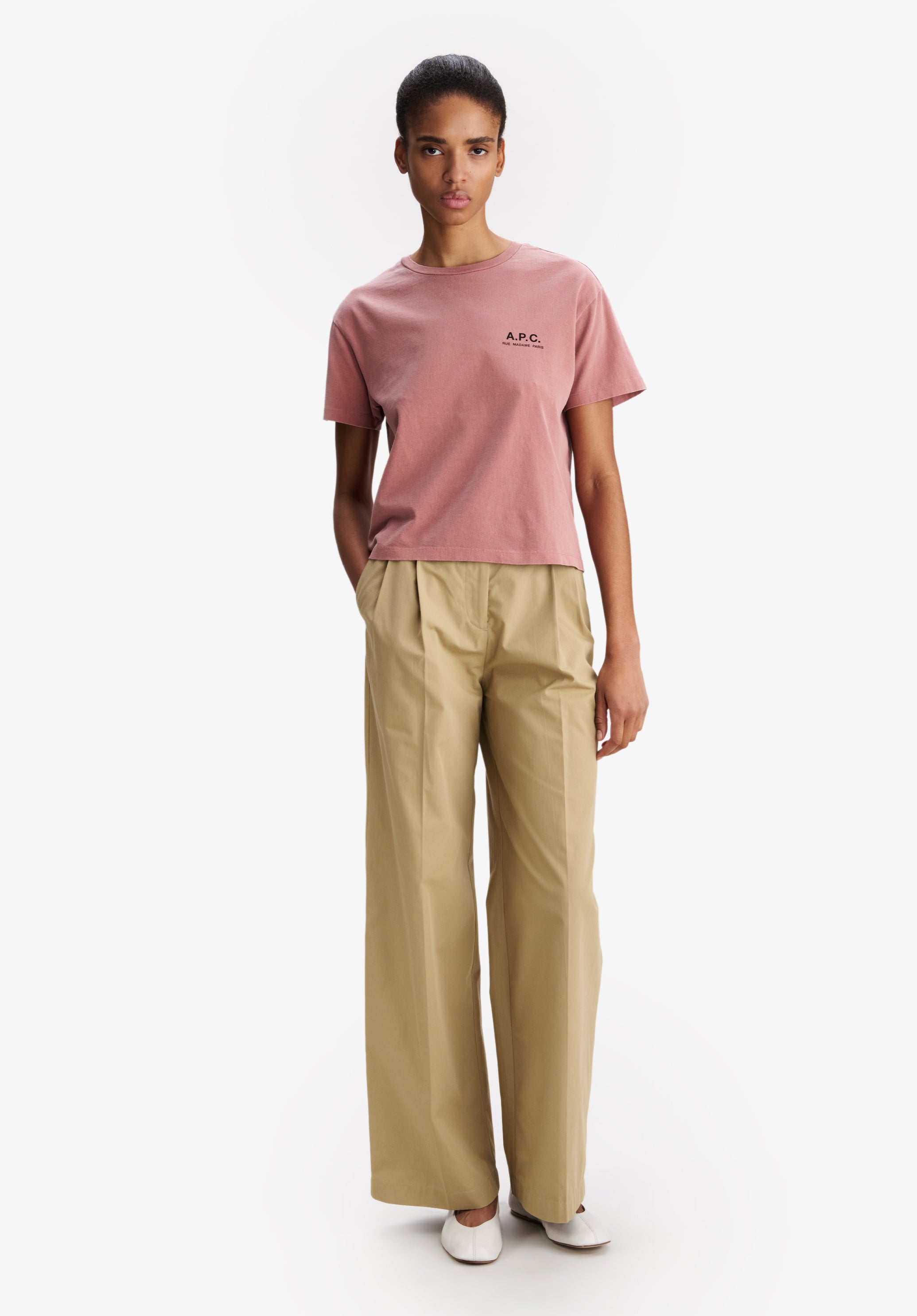 A.P.C. Rue Madame T-Shirt Größe M Himbeerrosa Bio