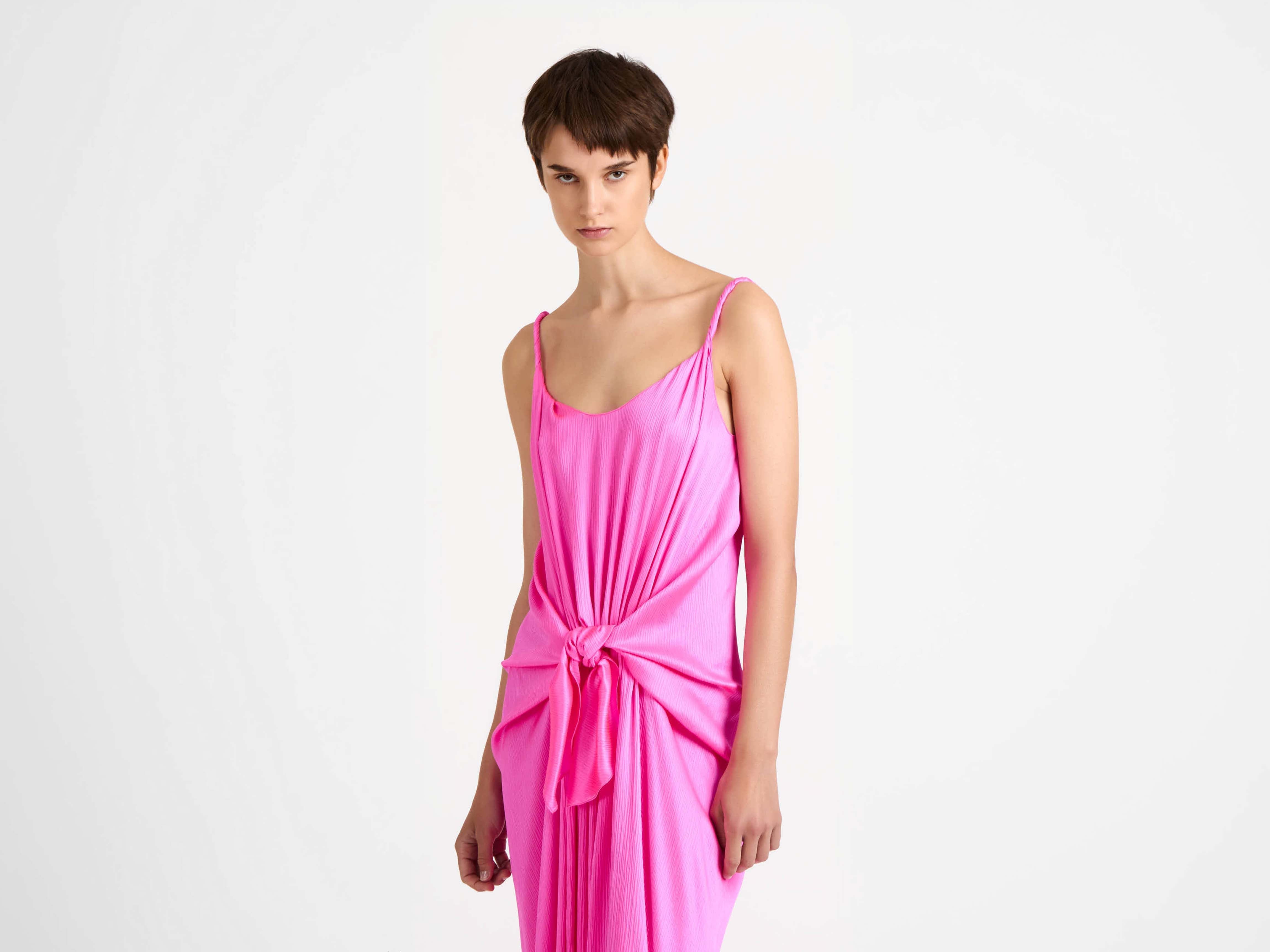 J.W.Anderson Dresses Knotted Waist Longline Kleid Rosa Seide