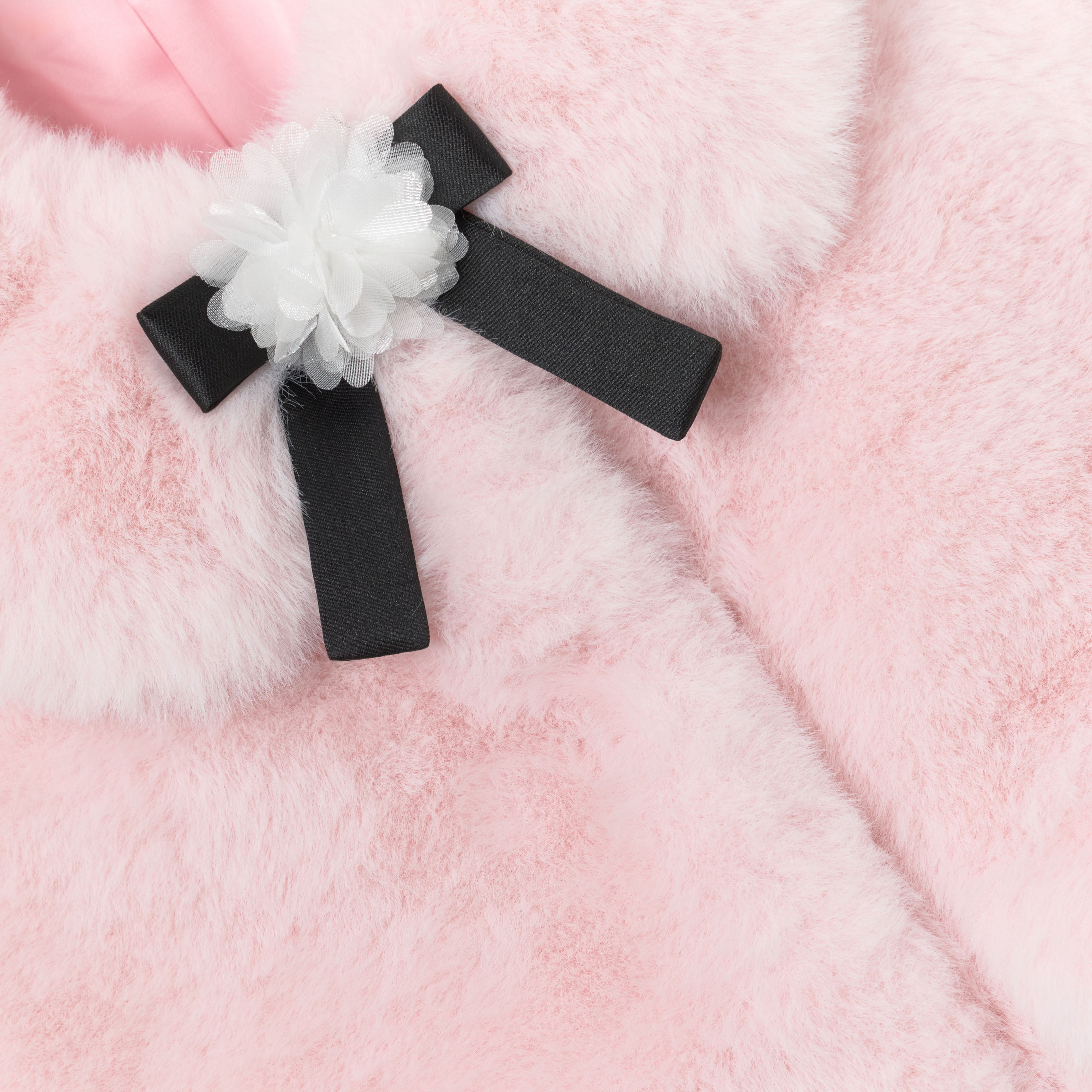 Self Portrait Outerwear Pink Faux Fur Bow Jacke Kinder Rosa