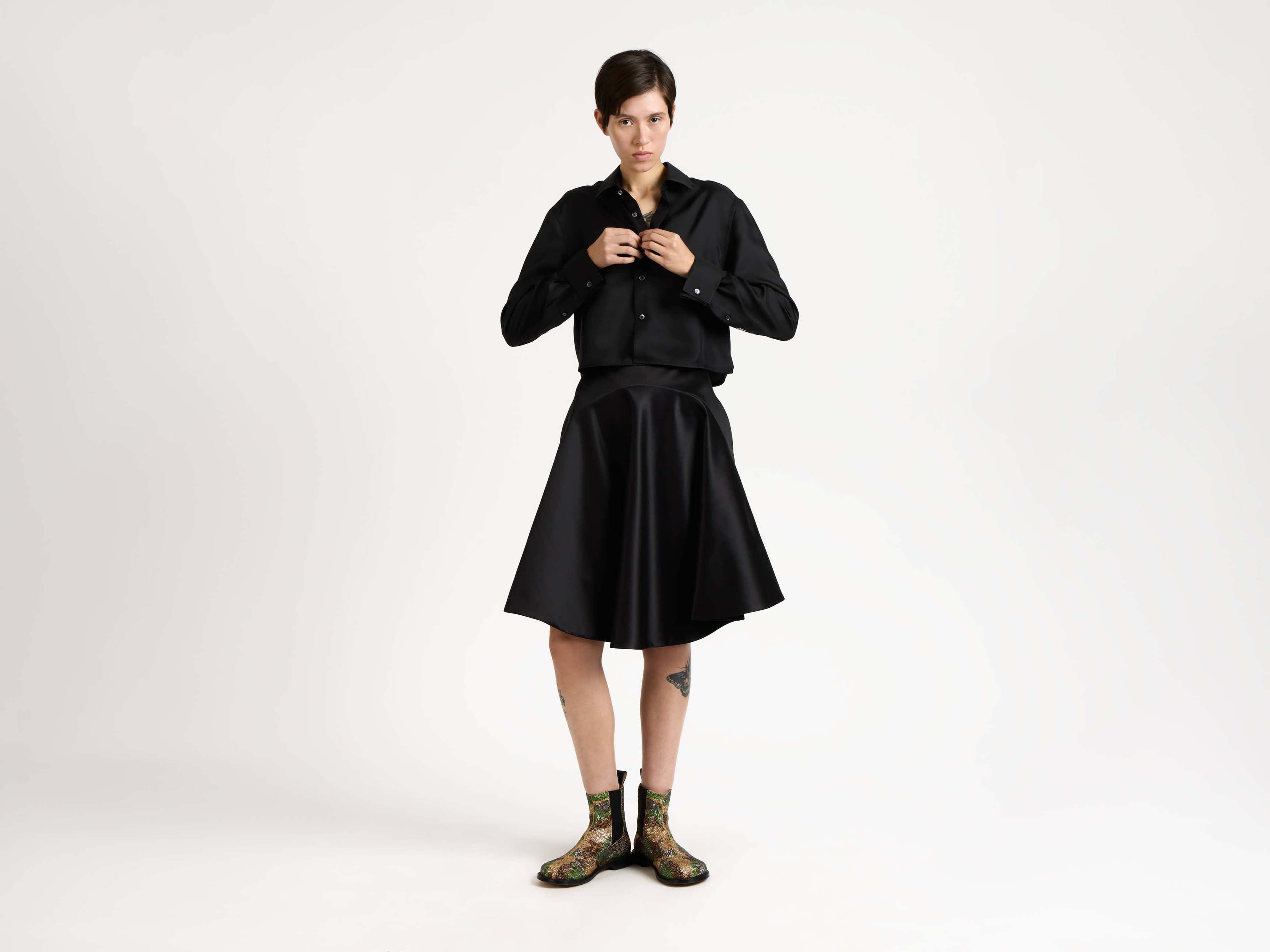 J.W. Anderson Circle Skirt Rock Schwarz Satin 10