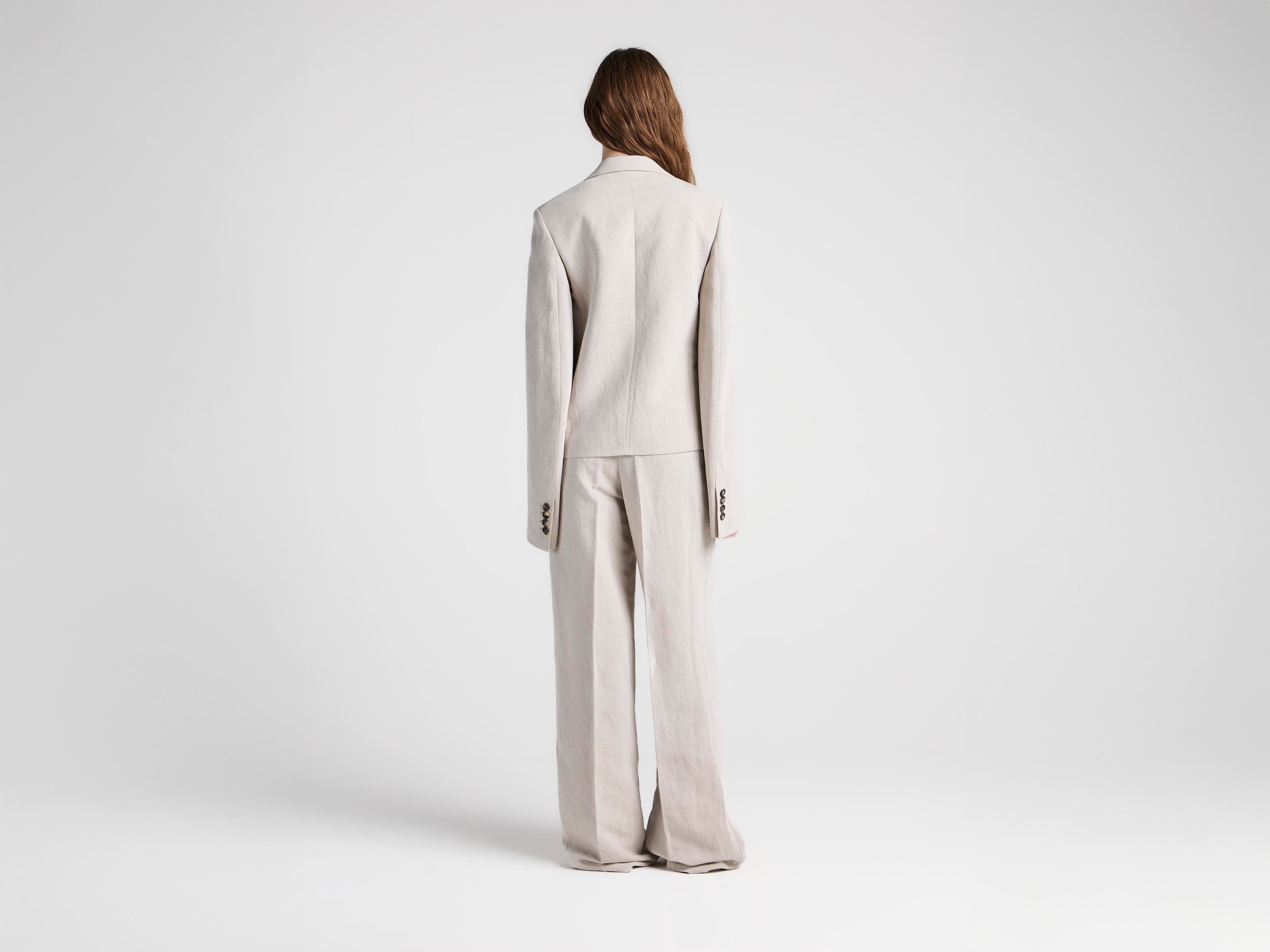 J.W.Anderson Tailored Hose Natur Leinenmix Damen Hornknöpfe