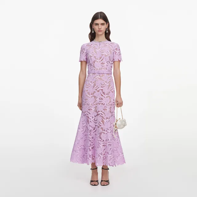 Self Portrait Lilac Lace Midi Kleid lila Spitze UK 6