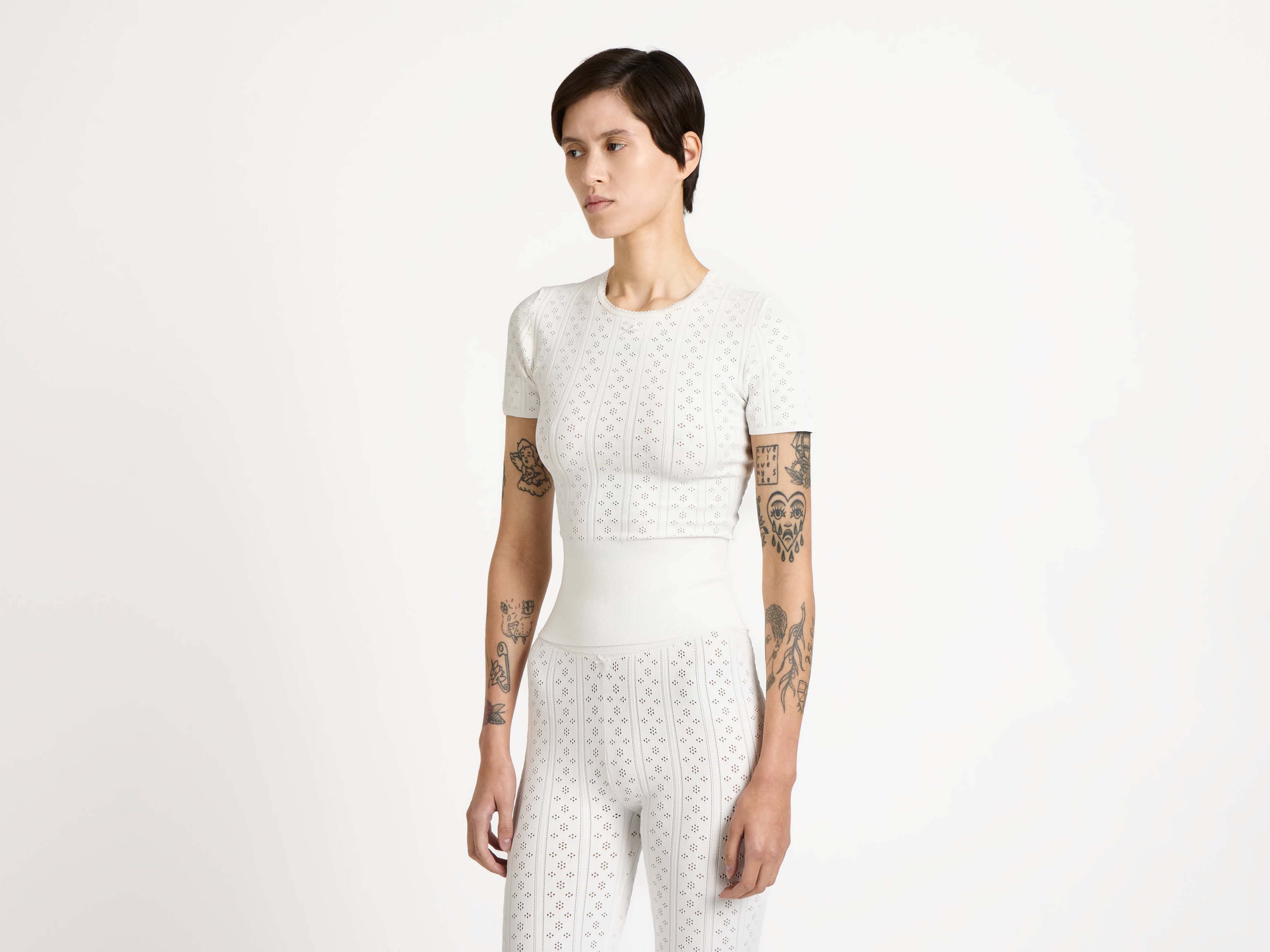 J.W.Anderson Knitwear Pointelle T-Shirt Damen Weiß