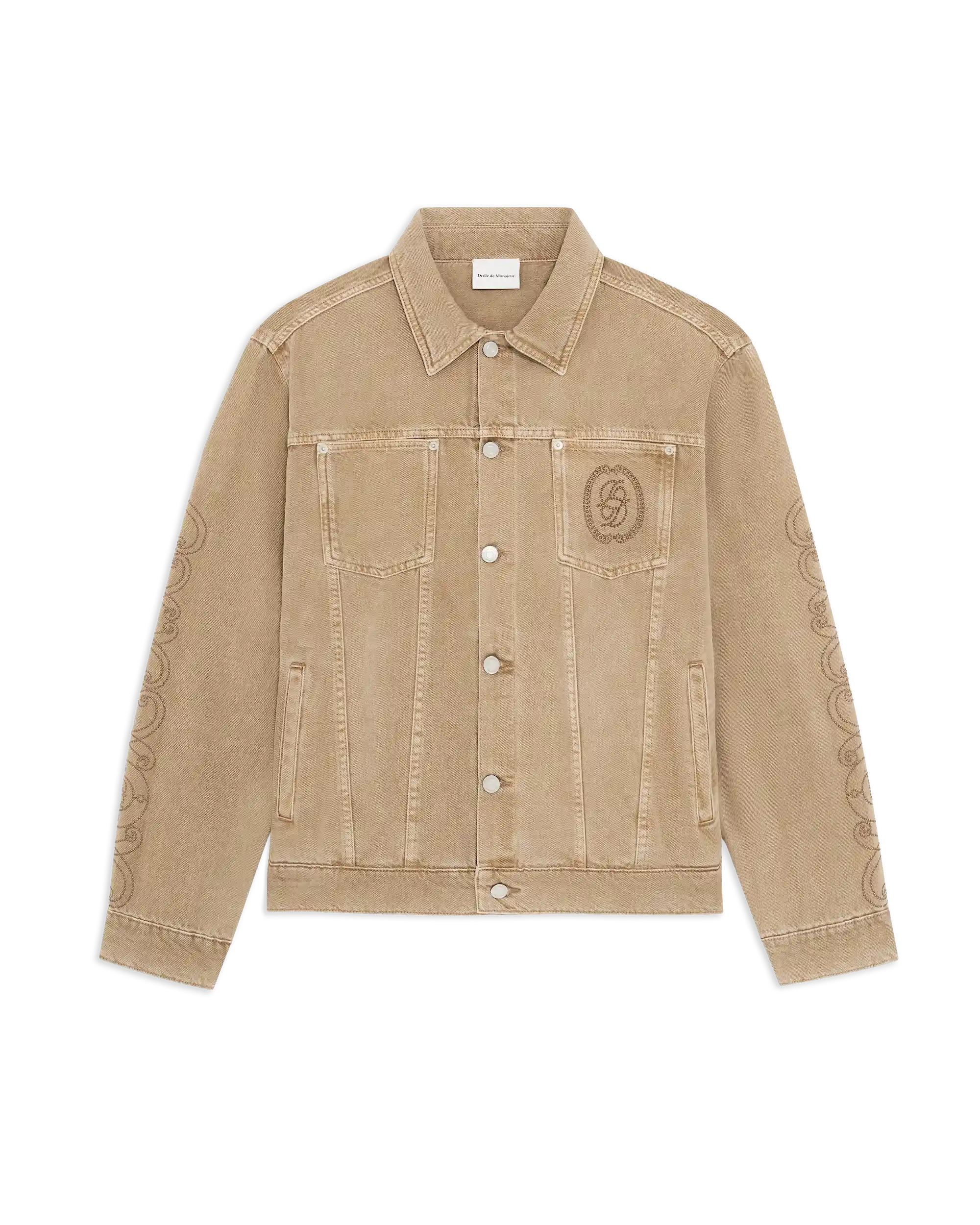 Drôle De Monsieur Denimjacke Beige Baumwolle Brusttaschen