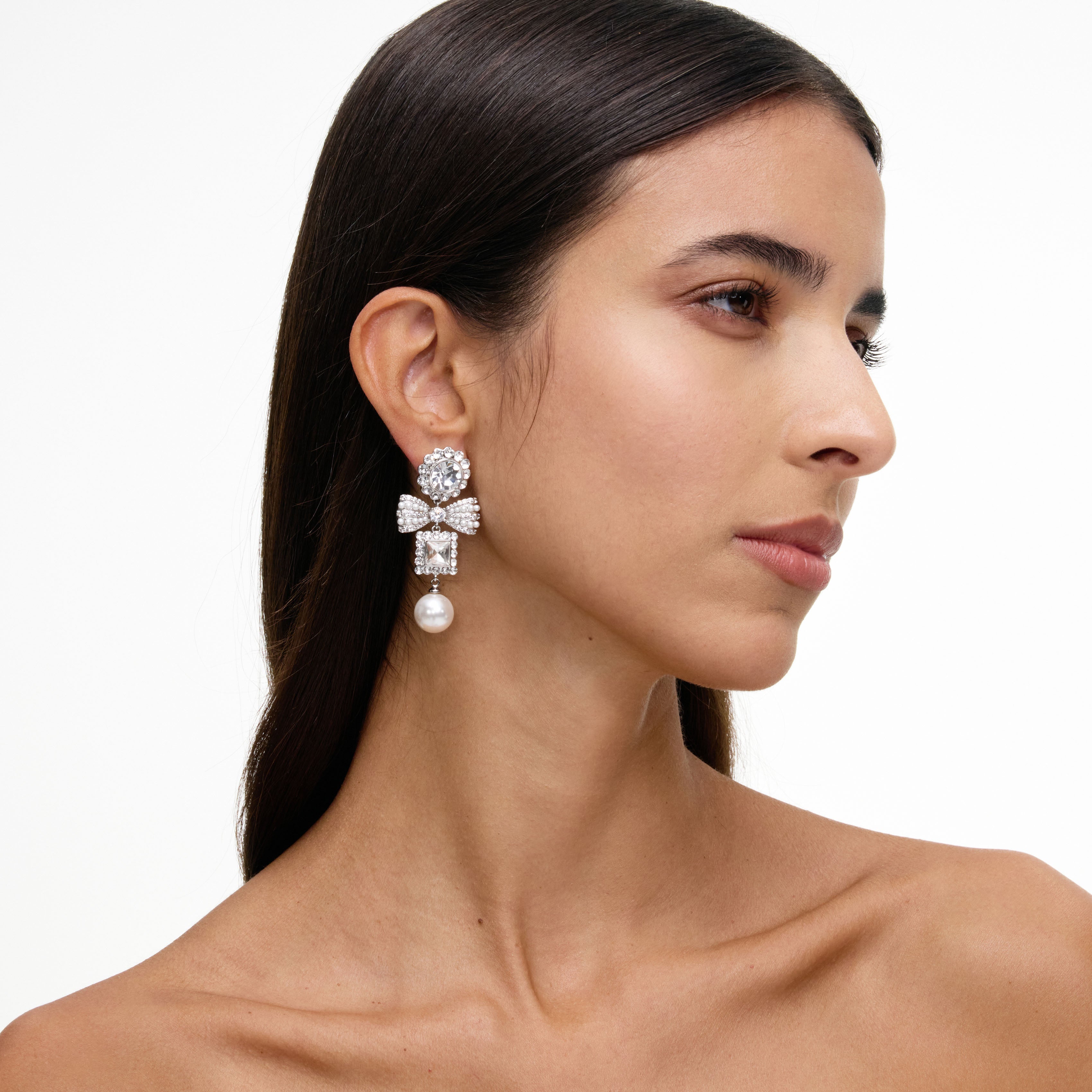 Self Portrait Bow Pearl Ohrringe Silber Schleife One Size