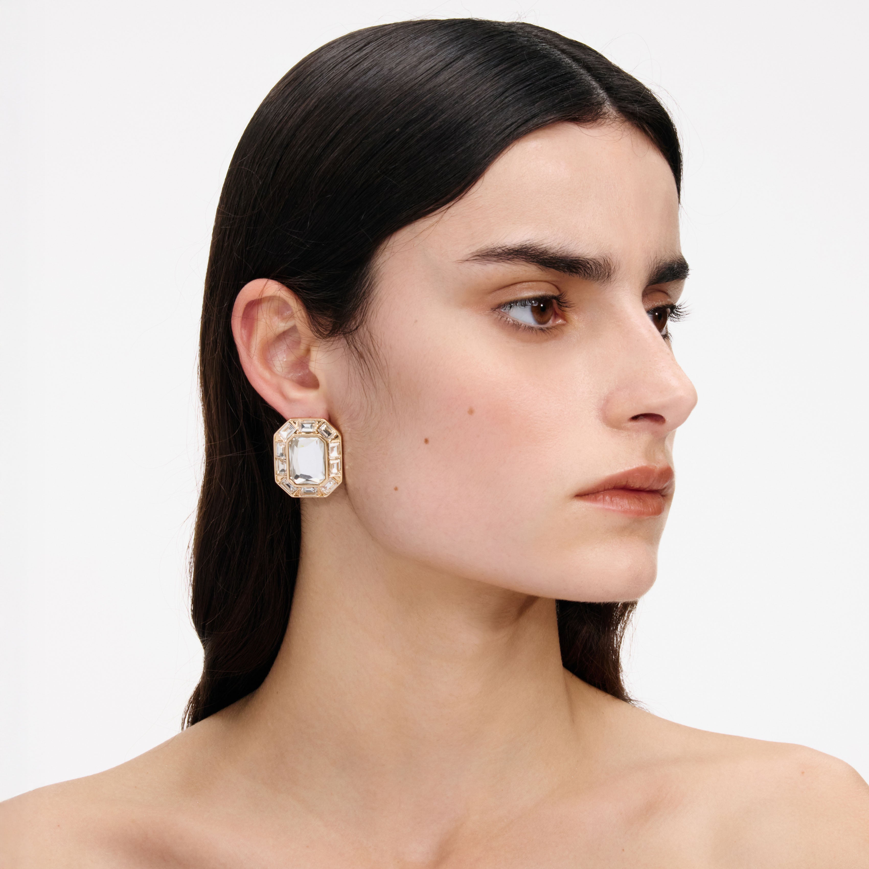 Self Portrait Crystal Ohrringe gold eckig Kristall