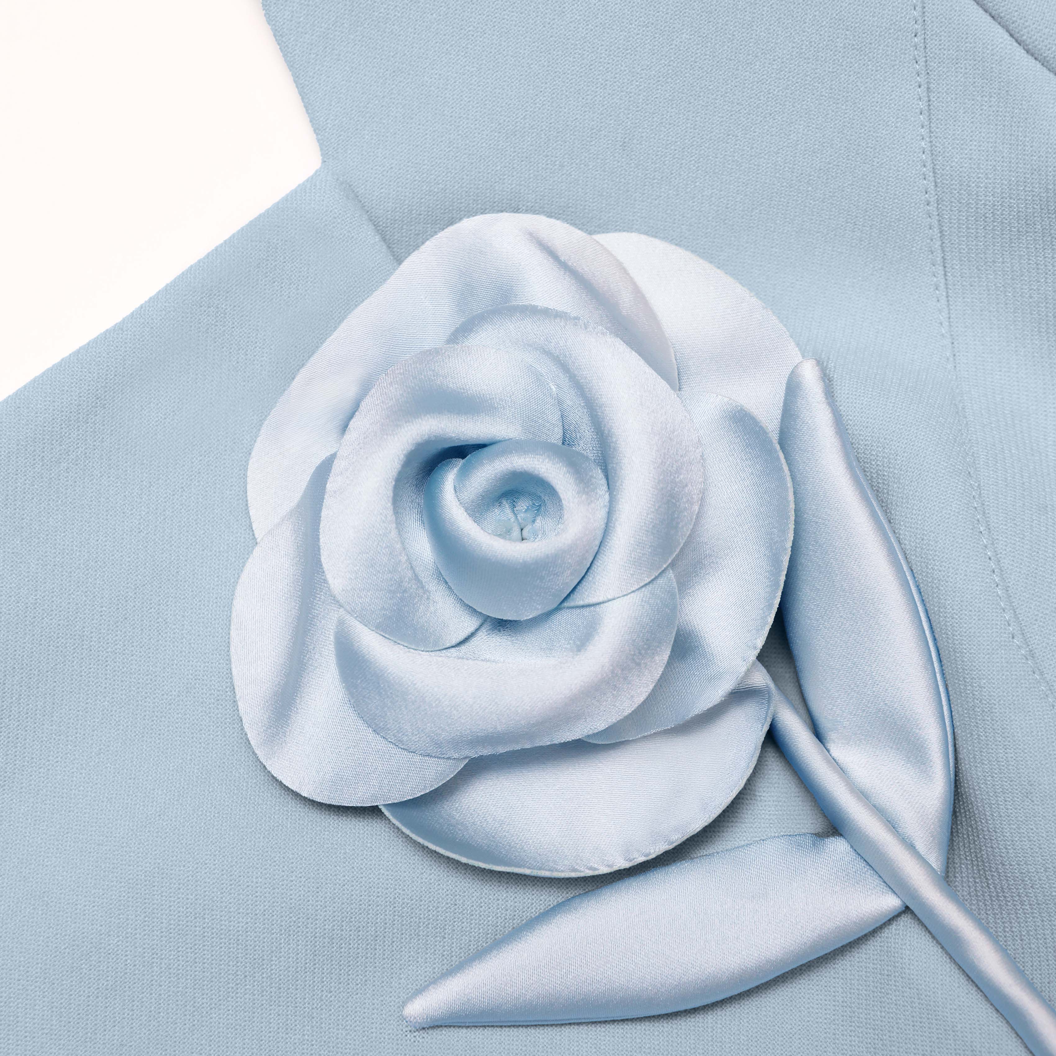 Self Portrait 3D Flower Chiffon Midi Kleid Blau