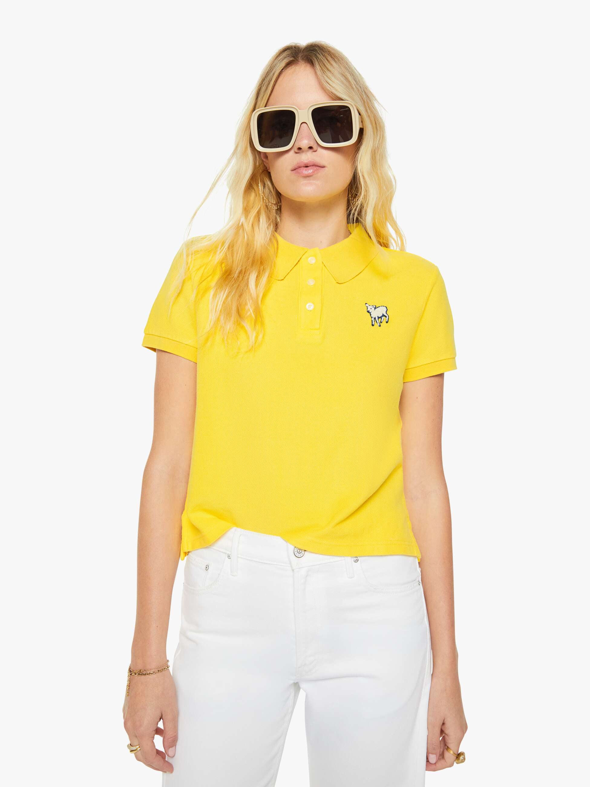 Mother The Split Match Polo Buttercup Baumwolle Stick