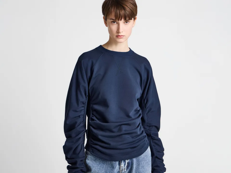 J.W.Anderson Ruched Sleeve Sweatshirt Navy Damen
