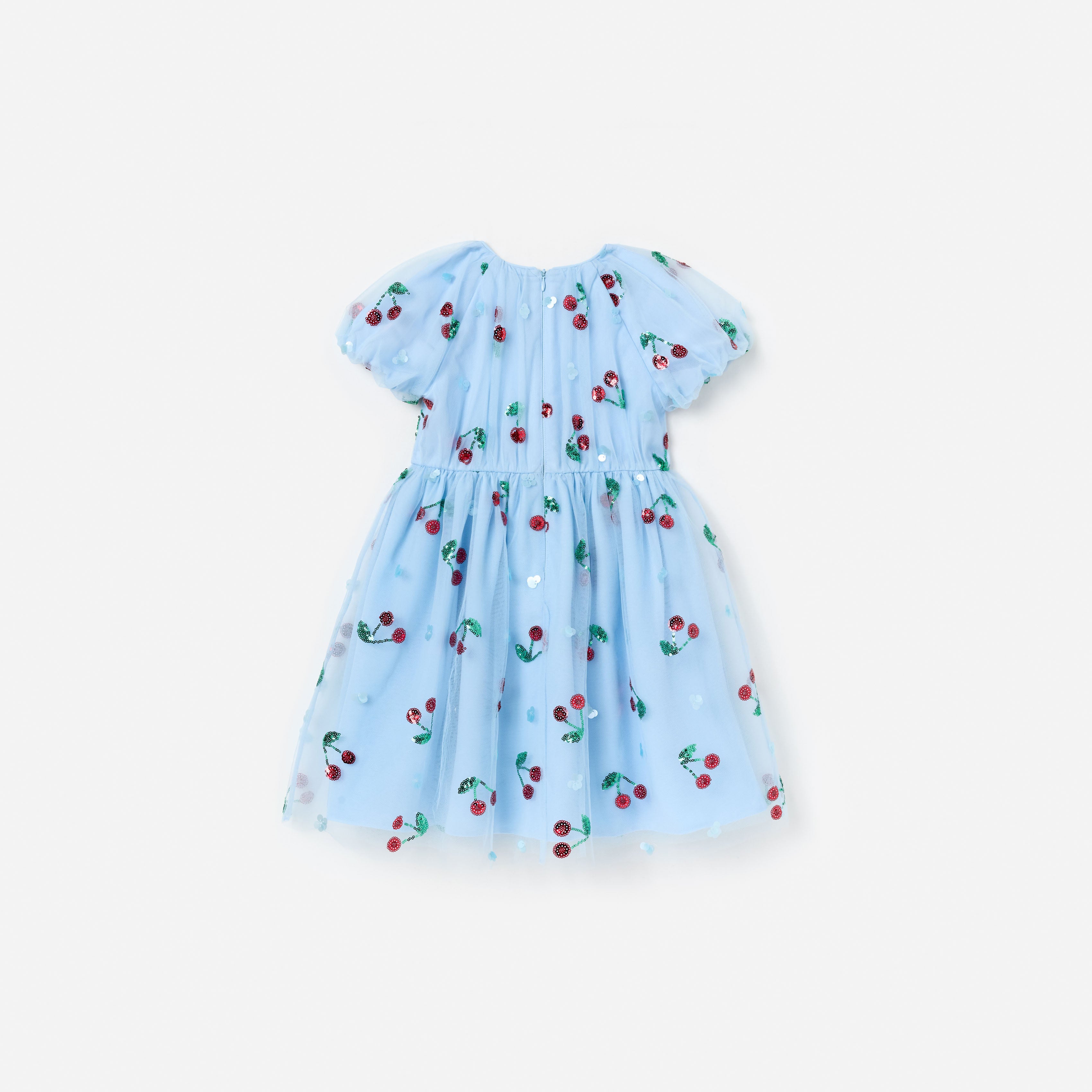 Self Portrait Kinder Midikleid Blau Cherry Pailletten Tüll