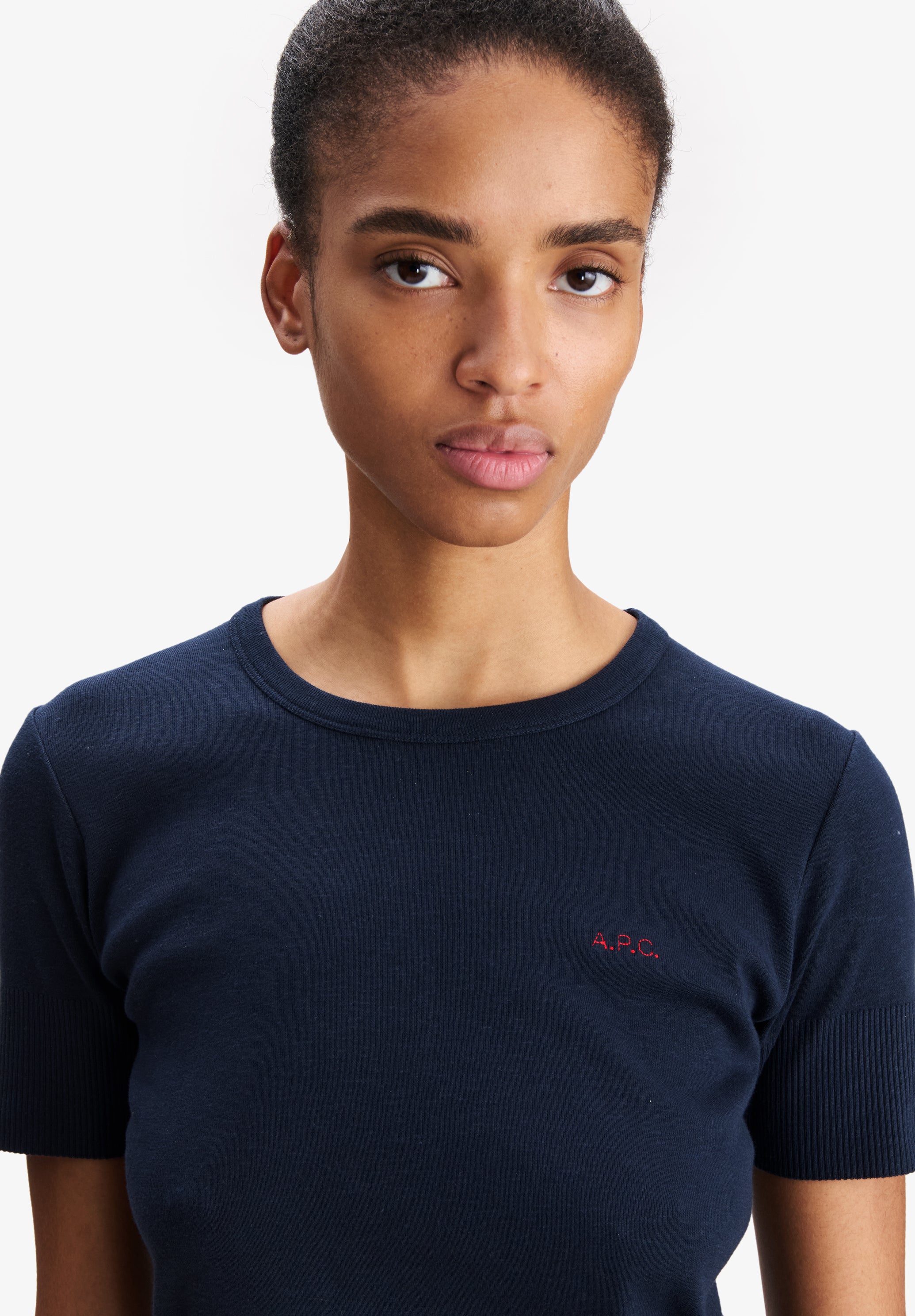 A.P.C. Mikro Logo T-Shirt marine Bio-Baumwolle