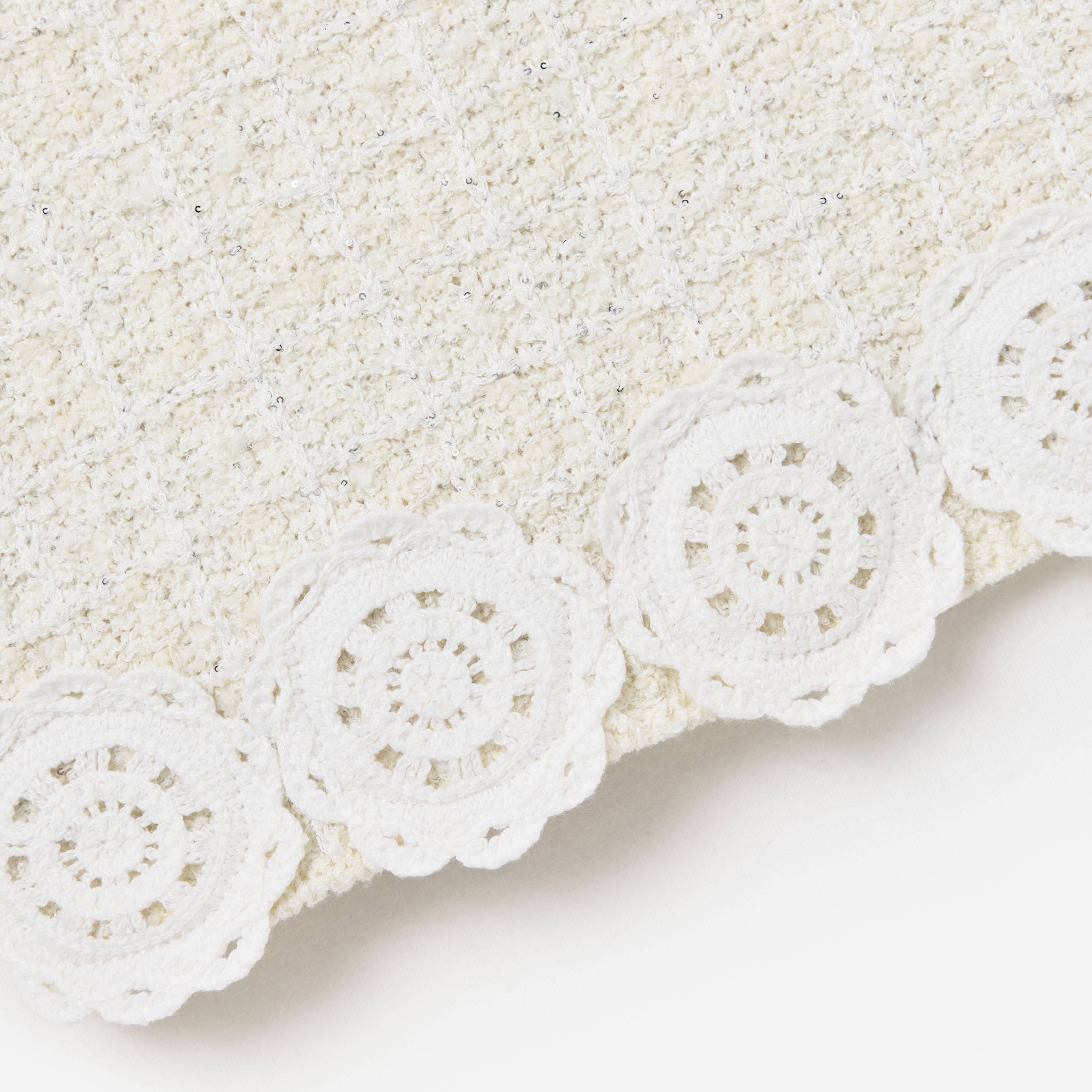 Self Portrait Cream Knit Flower Trim Kinderkleid Creme