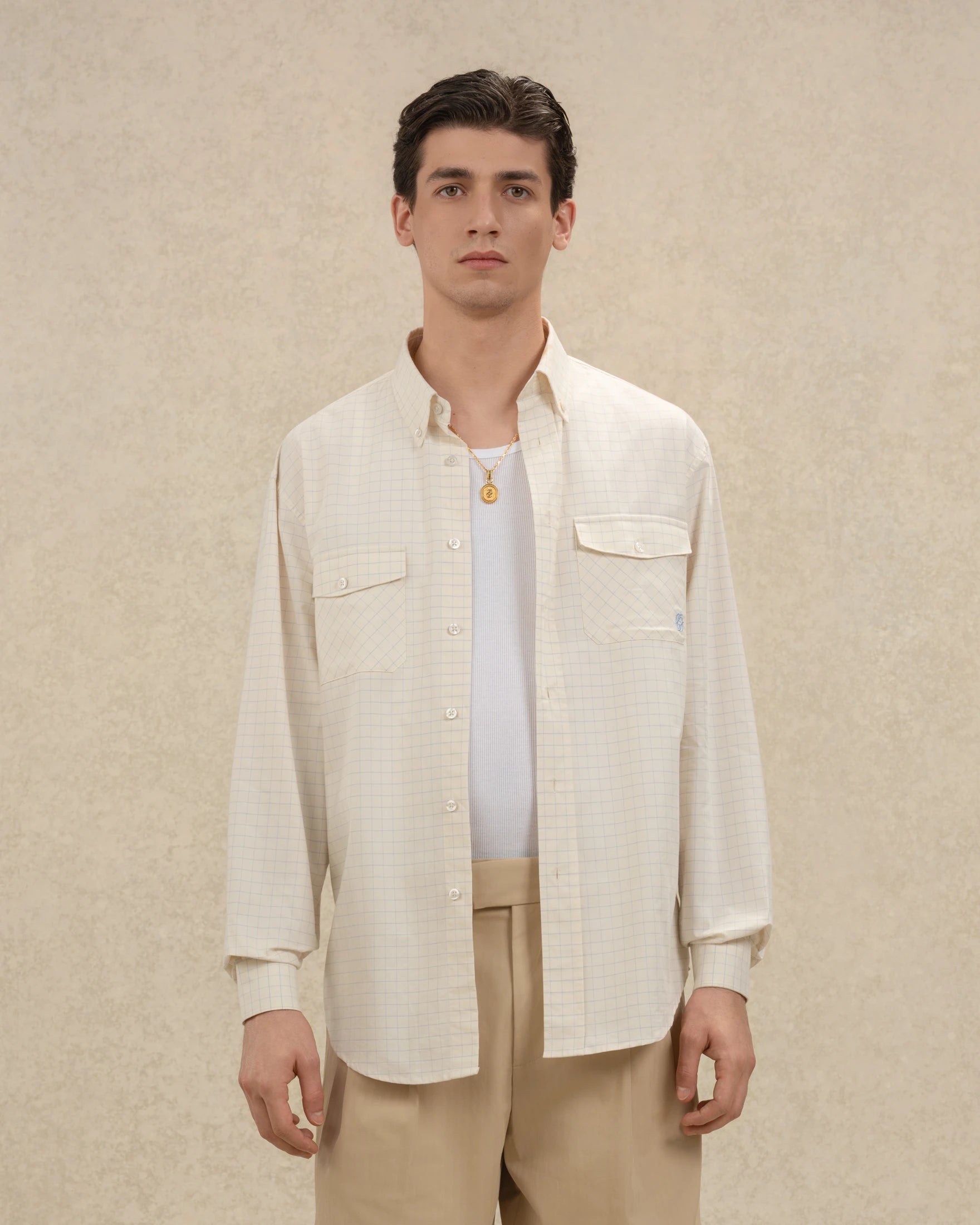 Drôle De Monsieur Chemise à Carreaux Hemd hellblau Baumwolle